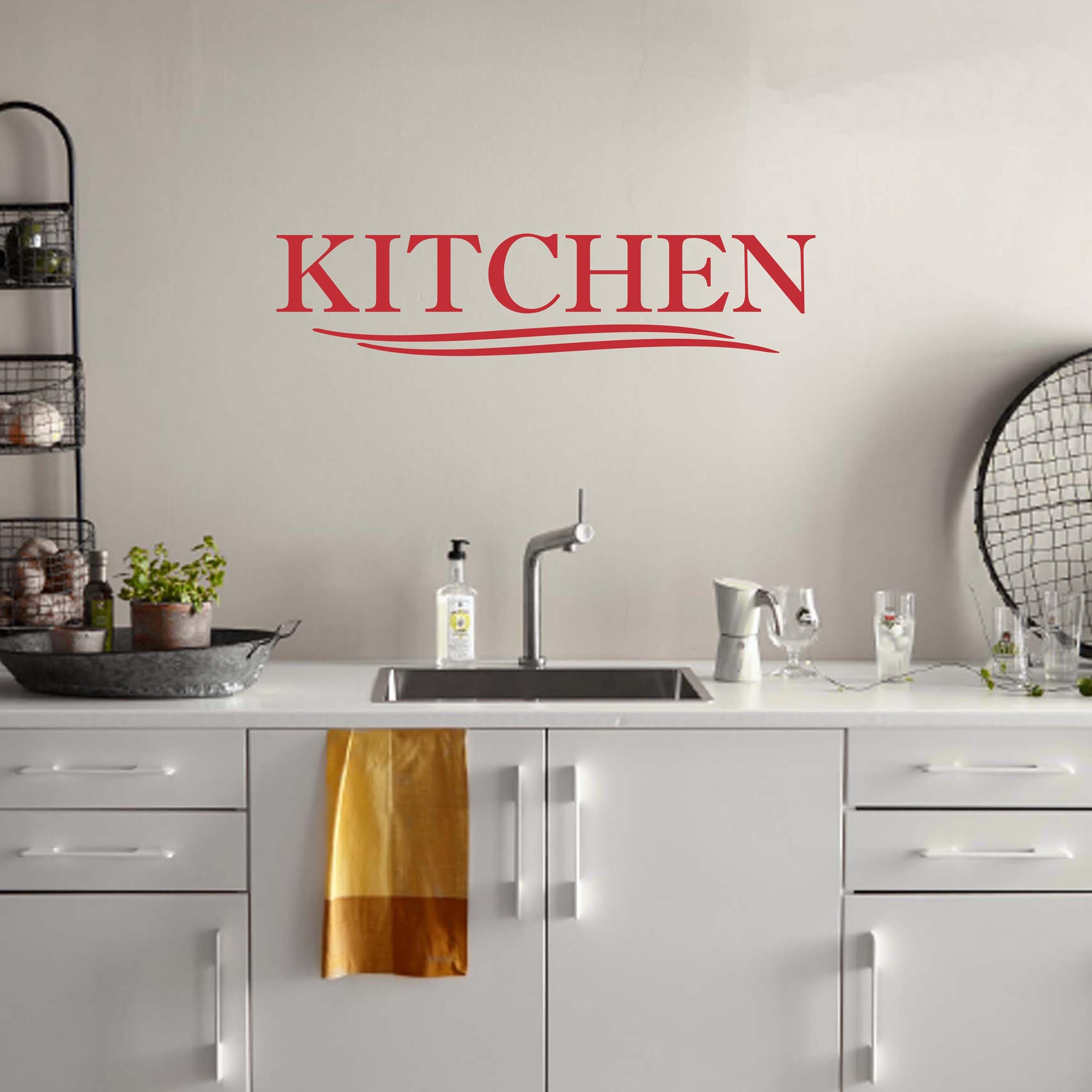 Kitchen Wall Decal Stickers - Peel and Stick Wall Decor for Kitchen, Durable Red Vinyl Decals - Perfect for Home, Apartment, and Restaurant Decor