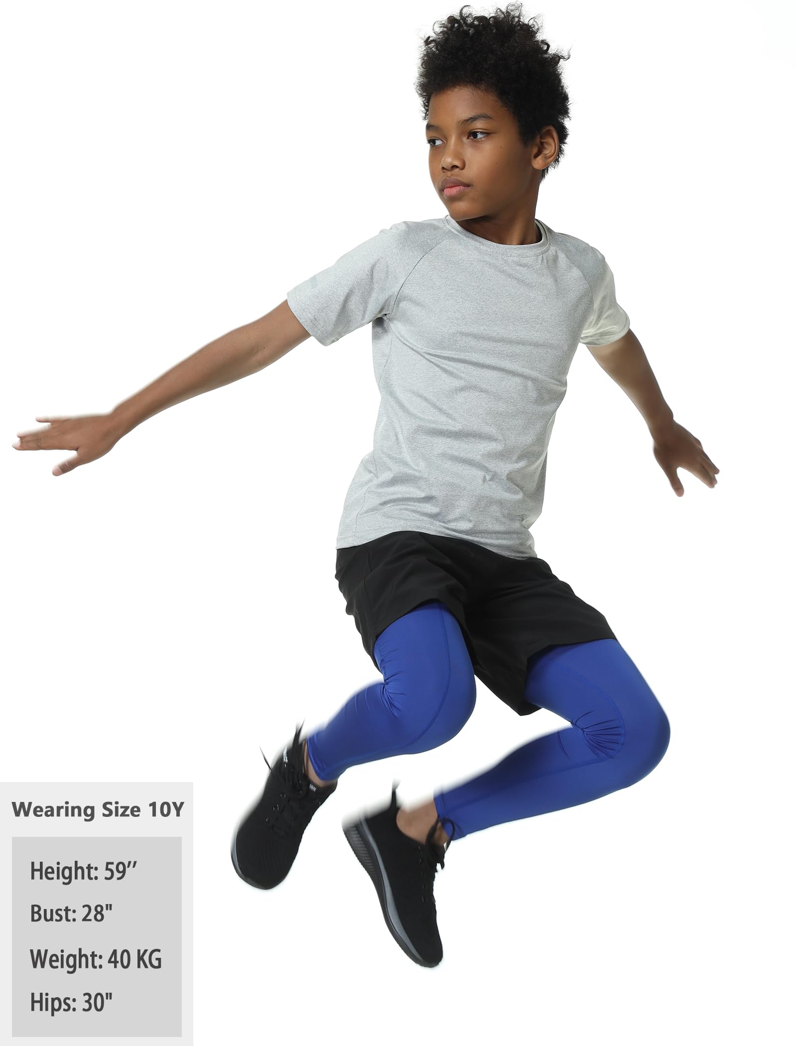 EXARUS Youth Boys Compression Leggings - Athletic Sports Pants for Basketball, Football & Training - Moisture Wicking Base Layer for Kids 6-12 Years - Perfect for Gym, Running & Outdoor Activities