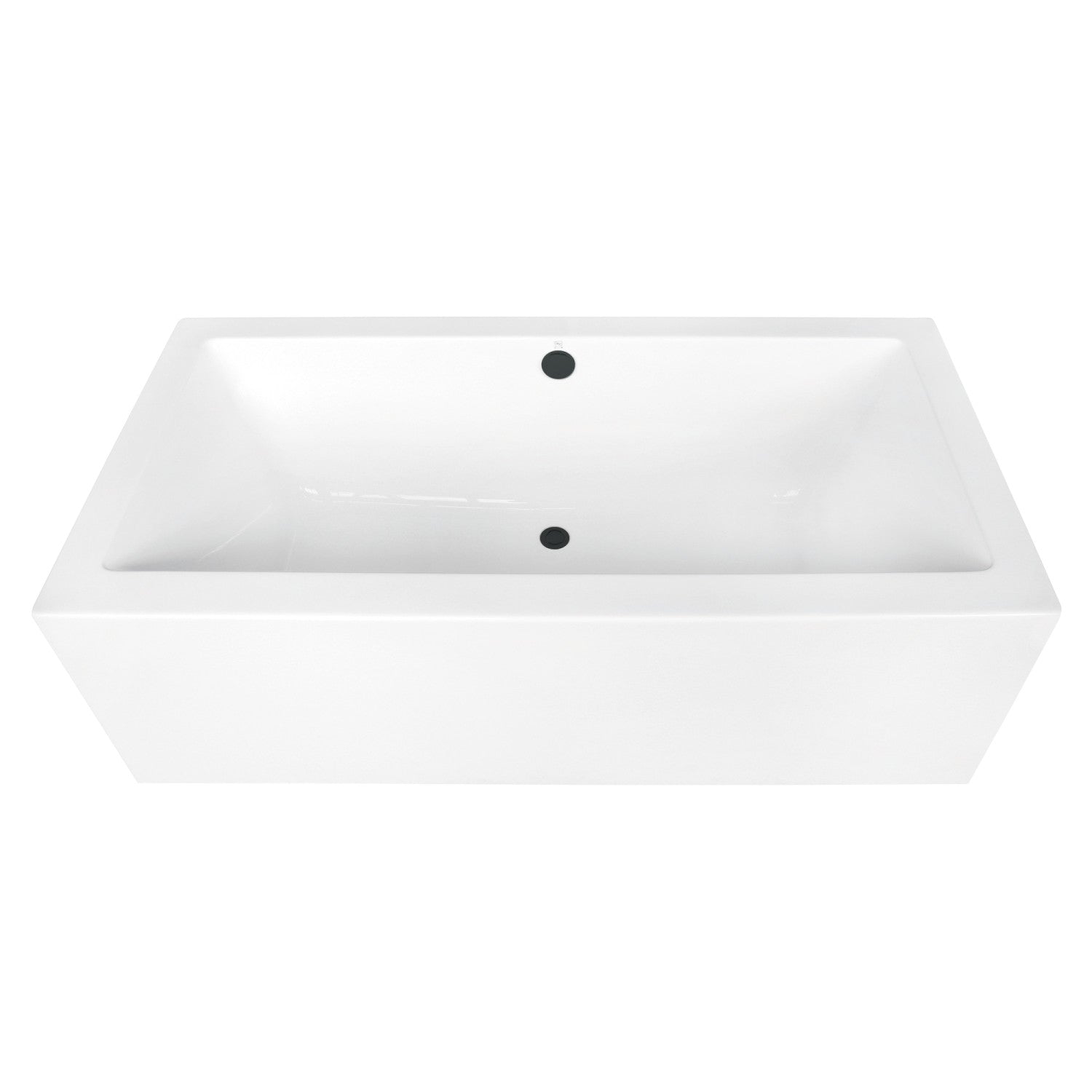 Aqua Eden 67 Inch Acrylic Freestanding Bathtub - Rectangular Double Ended Soaking Tub with Overflow Drain - Glossy White & Matte Black Finish - Perfect for Luxury Bathrooms & Spa Retreats