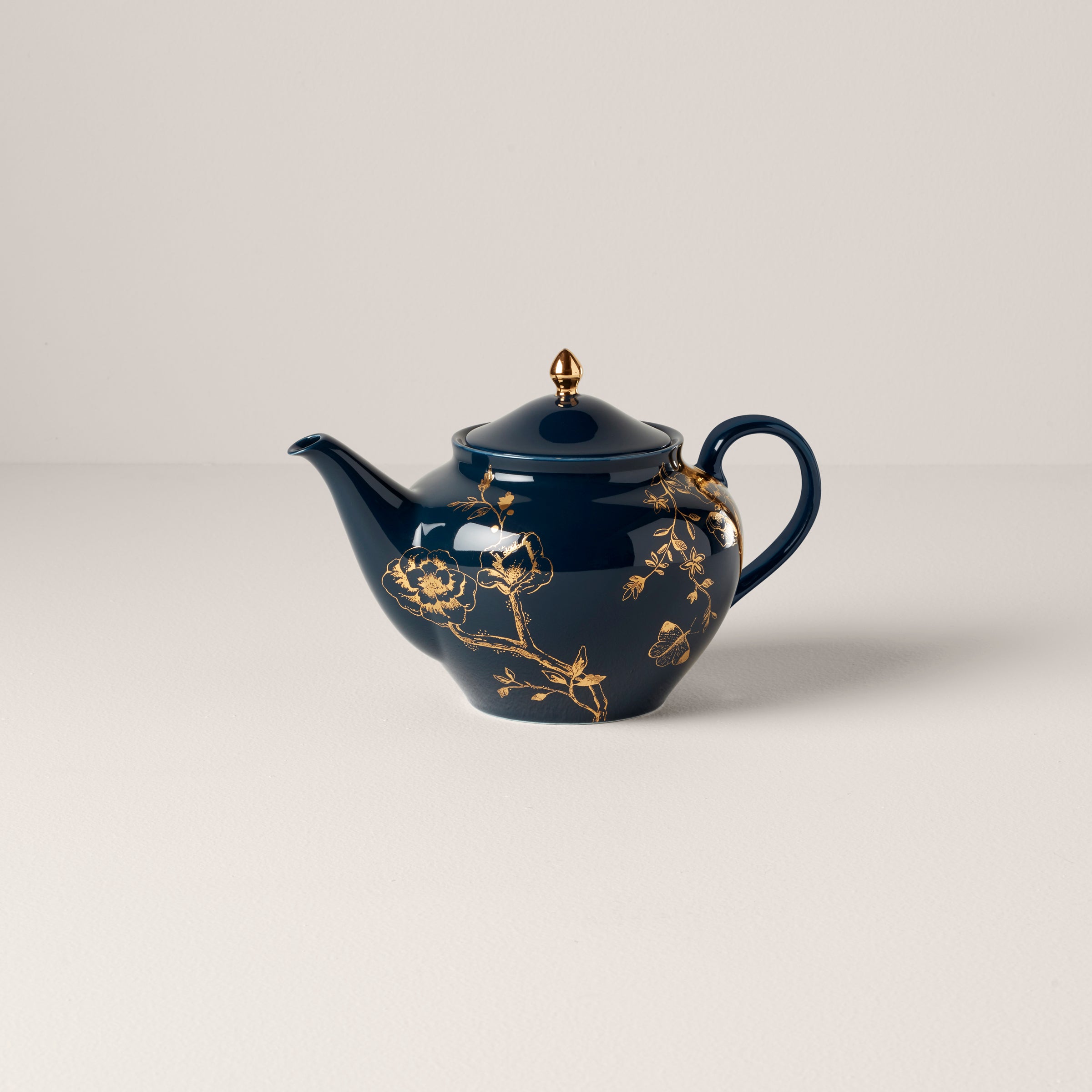 Sprig & Vine Navy Blue Ceramic Teapot - Elegant Tea Brewing Pot for Afternoon Tea, Gifts & Home Decor