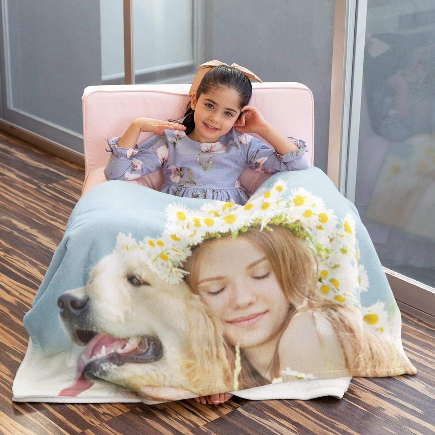 Custom Photo Fleece Blanket - Personalized Queen Size 50x60 Inch - Print Your Picture on Soft Plush Blanket for Bed, Couch & Gift Giving