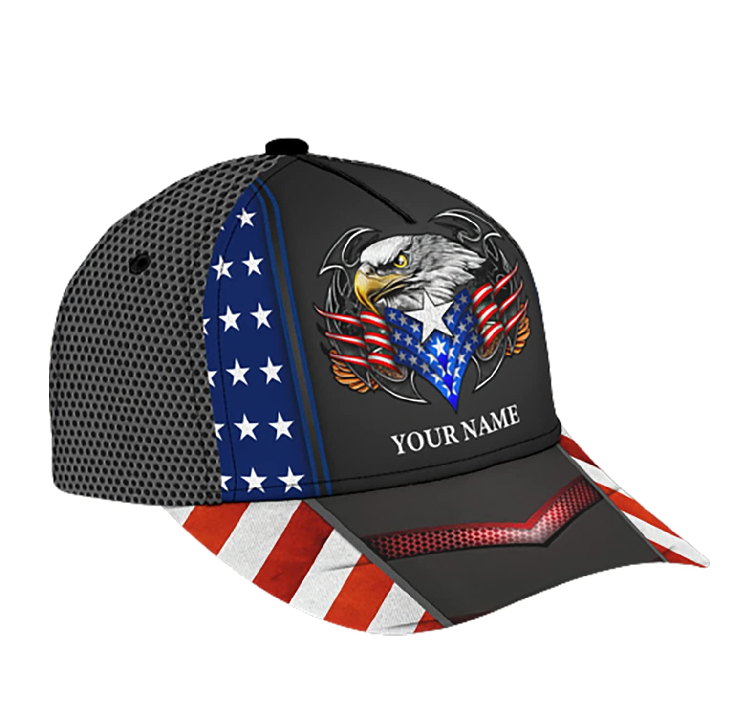 Personalized Eagle Cap with American Flag - Patriotic 3D Adjustable Baseball Hat for Men & Women | Unisex Adult Trucker Sports Cap for Outdoor, Baseball Games & Patriotic Events