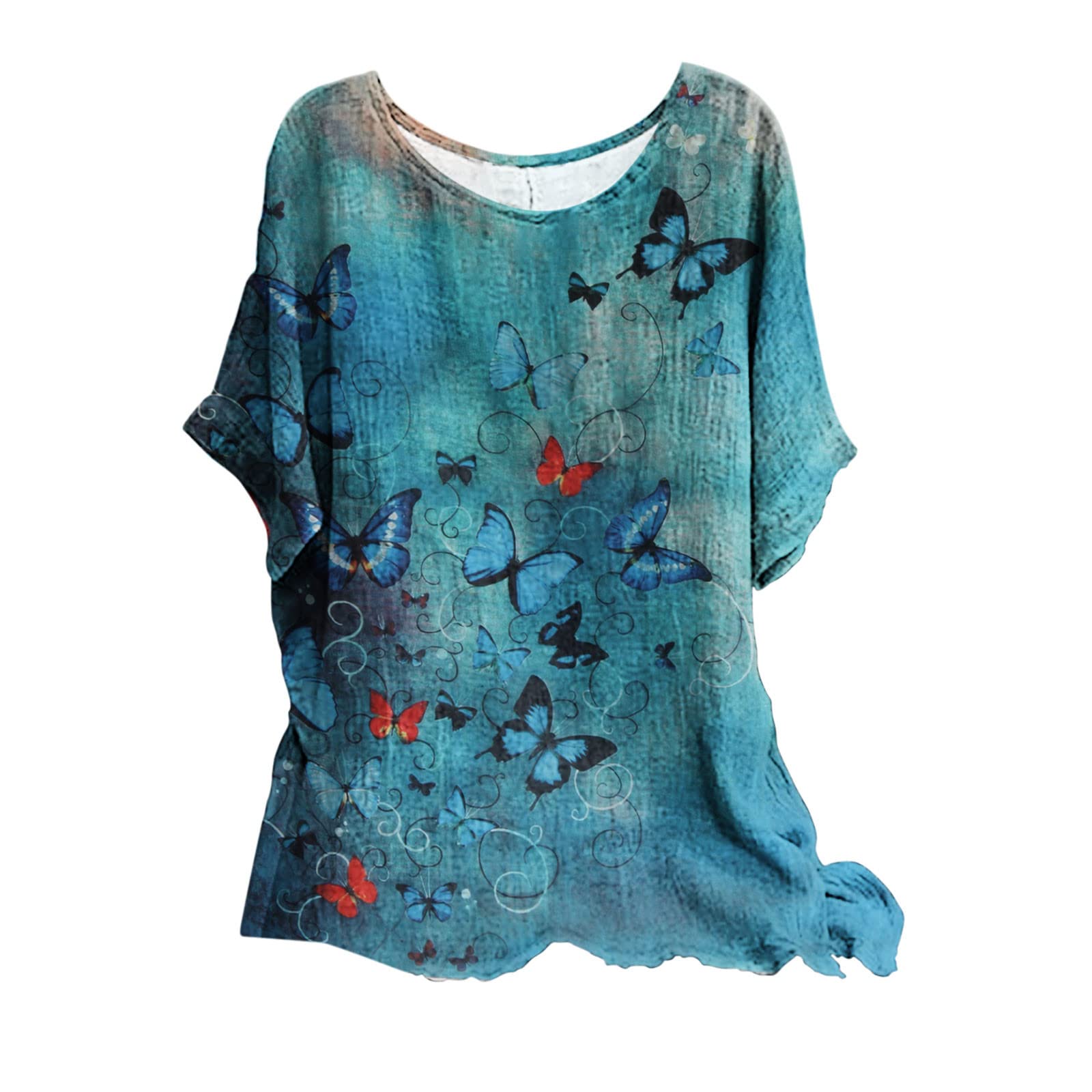 Women's Casual T-Shirts - Summer Cute Printed Tee, Loose Fit Plus Size Short Sleeve Blouse, Sexy & Comfortable Tunic Top for Everyday Wear, Beach Outings and Date Nights