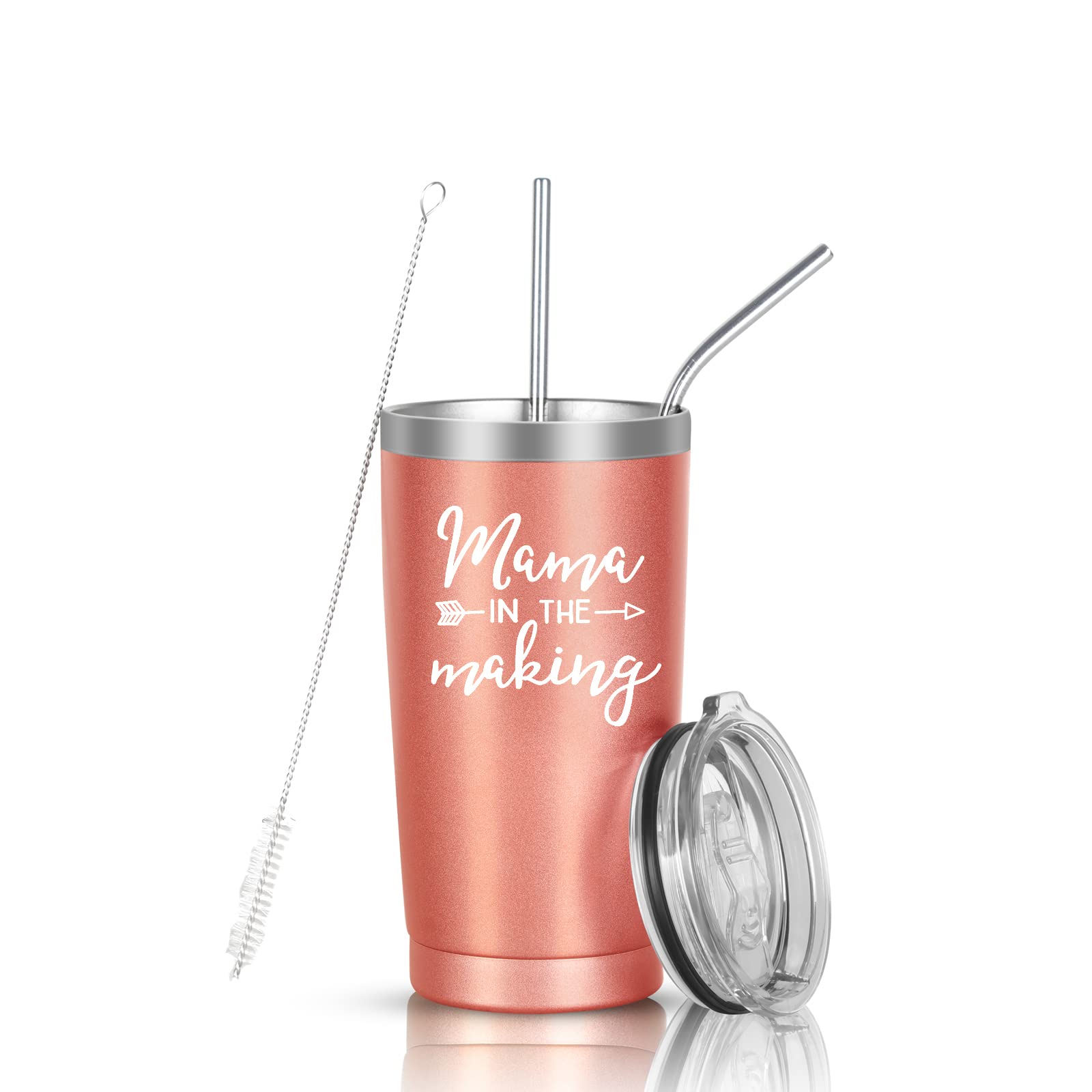 Funny Pregnancy Travel Tumbler for New Moms - Insulated Stainless Steel Cup with Lid & Straw - Perfect Baby Shower Gift, Mother's Day Present & Maternity Must-Have - Great for Work, Travel & Breastfeeding Moms