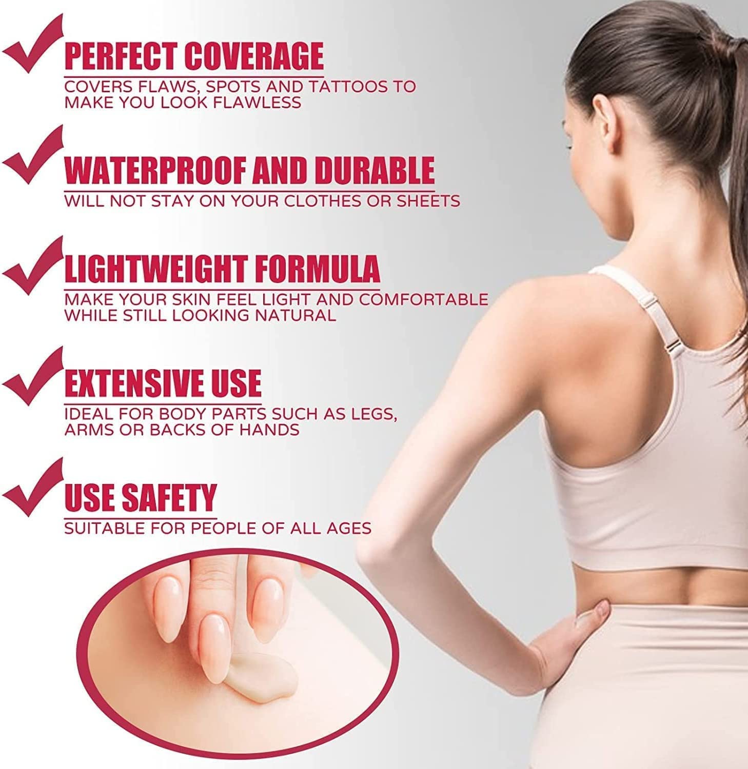 Waterproof Full Body Makeup Foundation - Covers Blemishes, Scars & Tattoos | Long-Lasting Leg & Body Concealer for Swimming, Beach & Special Events (1 Piece)