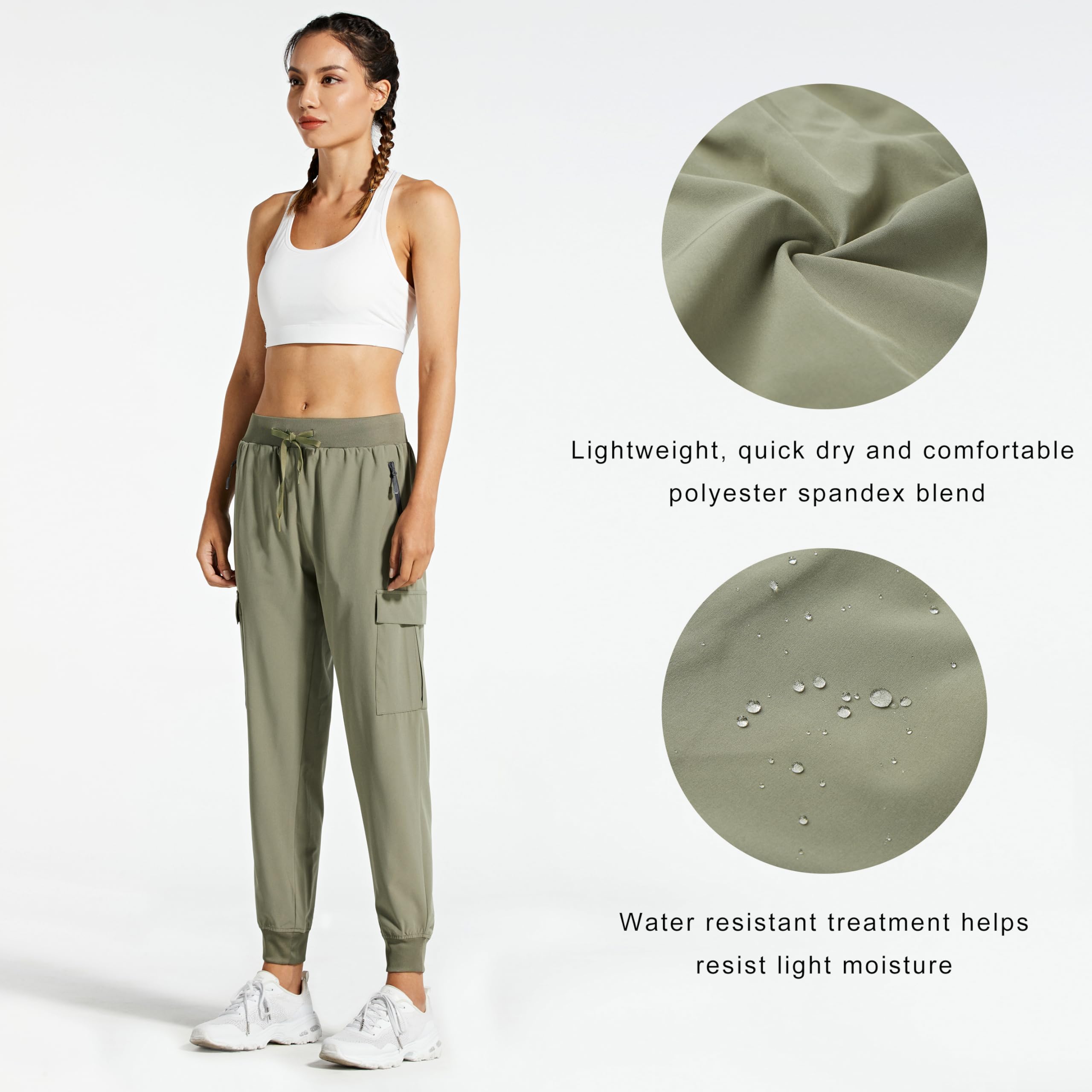 Libin Women's Cargo Joggers - Lightweight Quick Dry Hiking Pants for Athletic, Lounge & Travel - Stretchy Comfort Fit - Petite/Regular/Tall Sizes - Perfect for Outdoor Adventures, Gym Workouts & Casual Wear