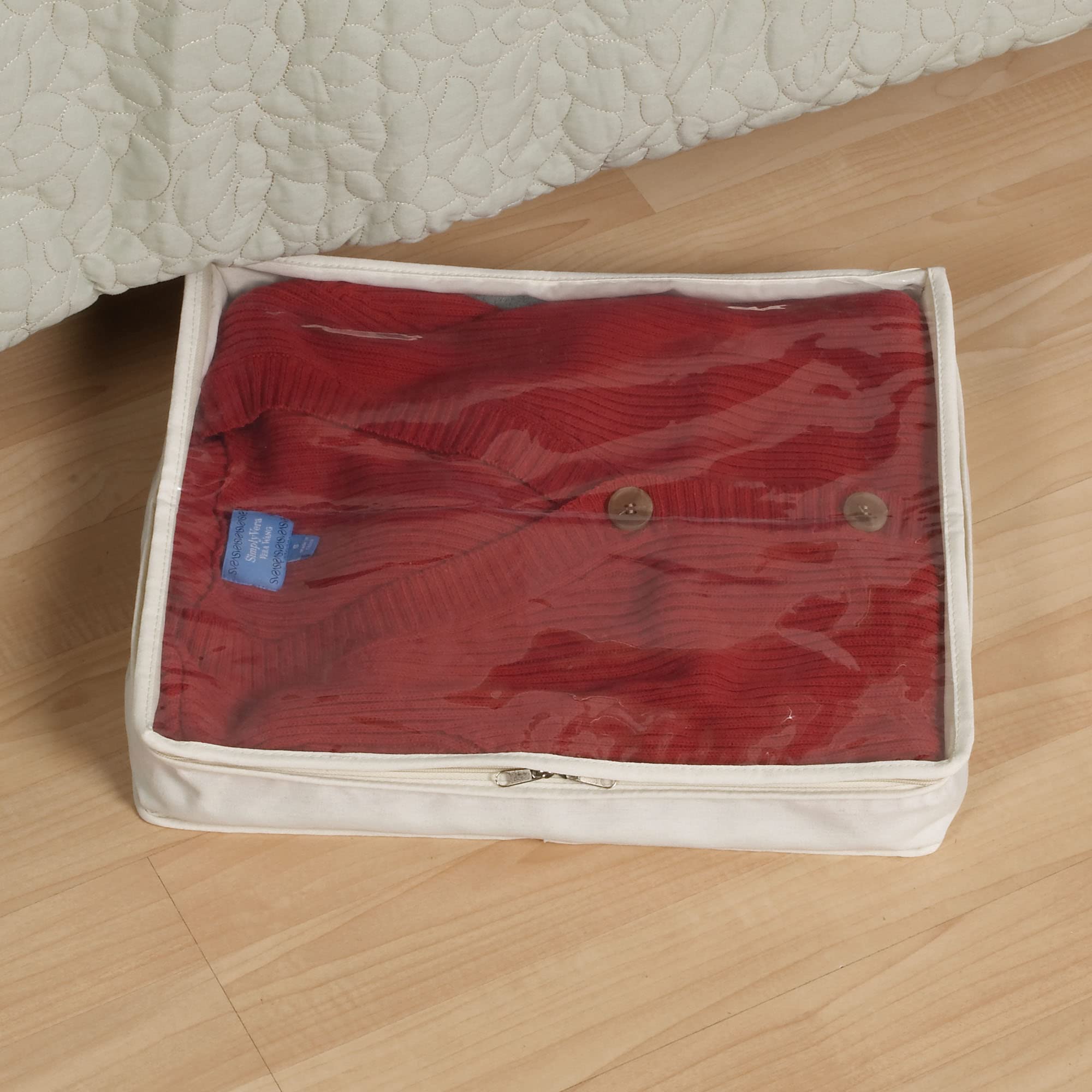 Natural Canvas Sweater Storage Bags - Set of 2, Breathable Fabric for Seasonal Clothing Organization - Perfect for Closet, Underbed & Travel Storage
