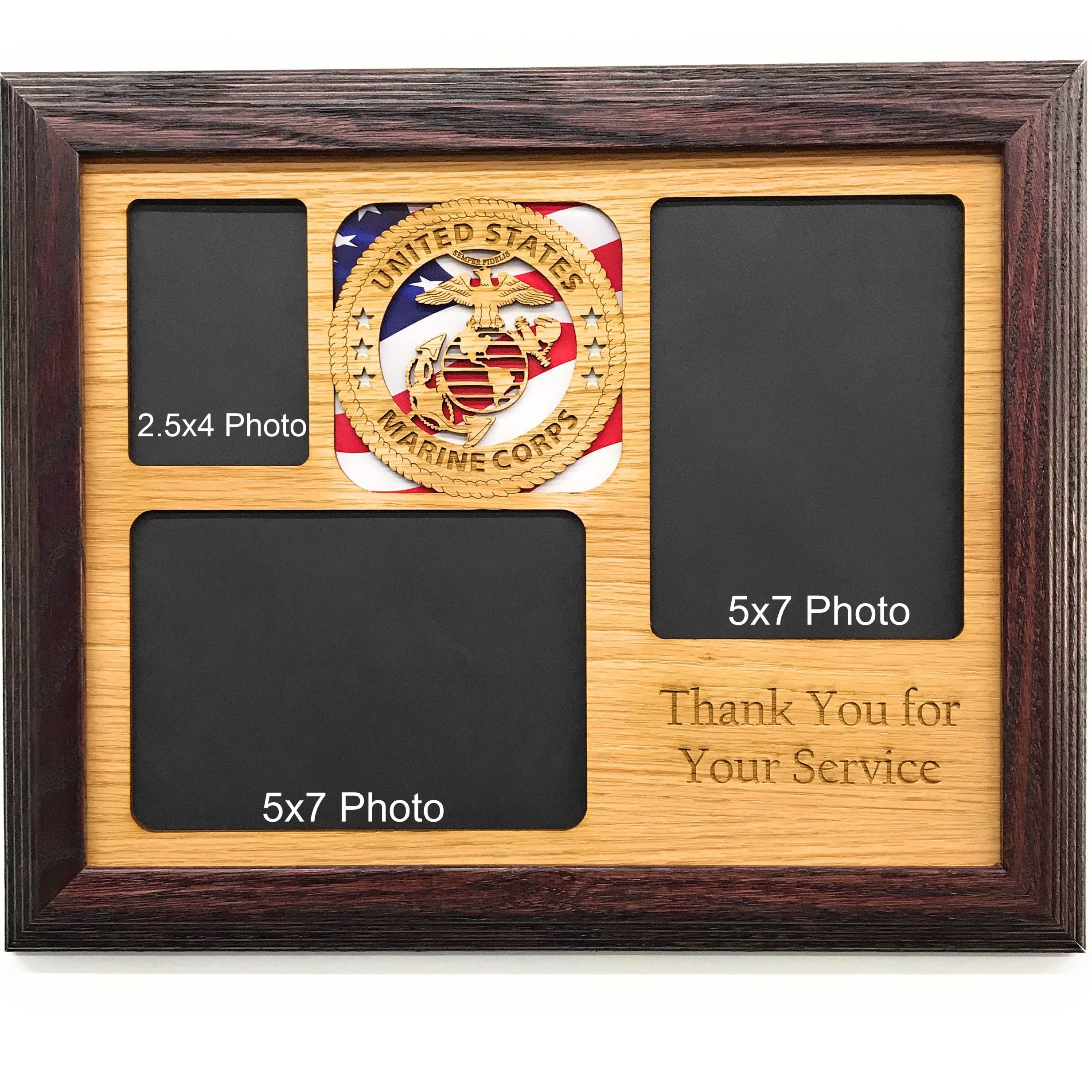 US Marine Corps Picture Frame 11x14 - Cherry Wood Military Photo Display for Home, Office & Gifts | Perfect for Veterans, Memorials & Patriotic Decor