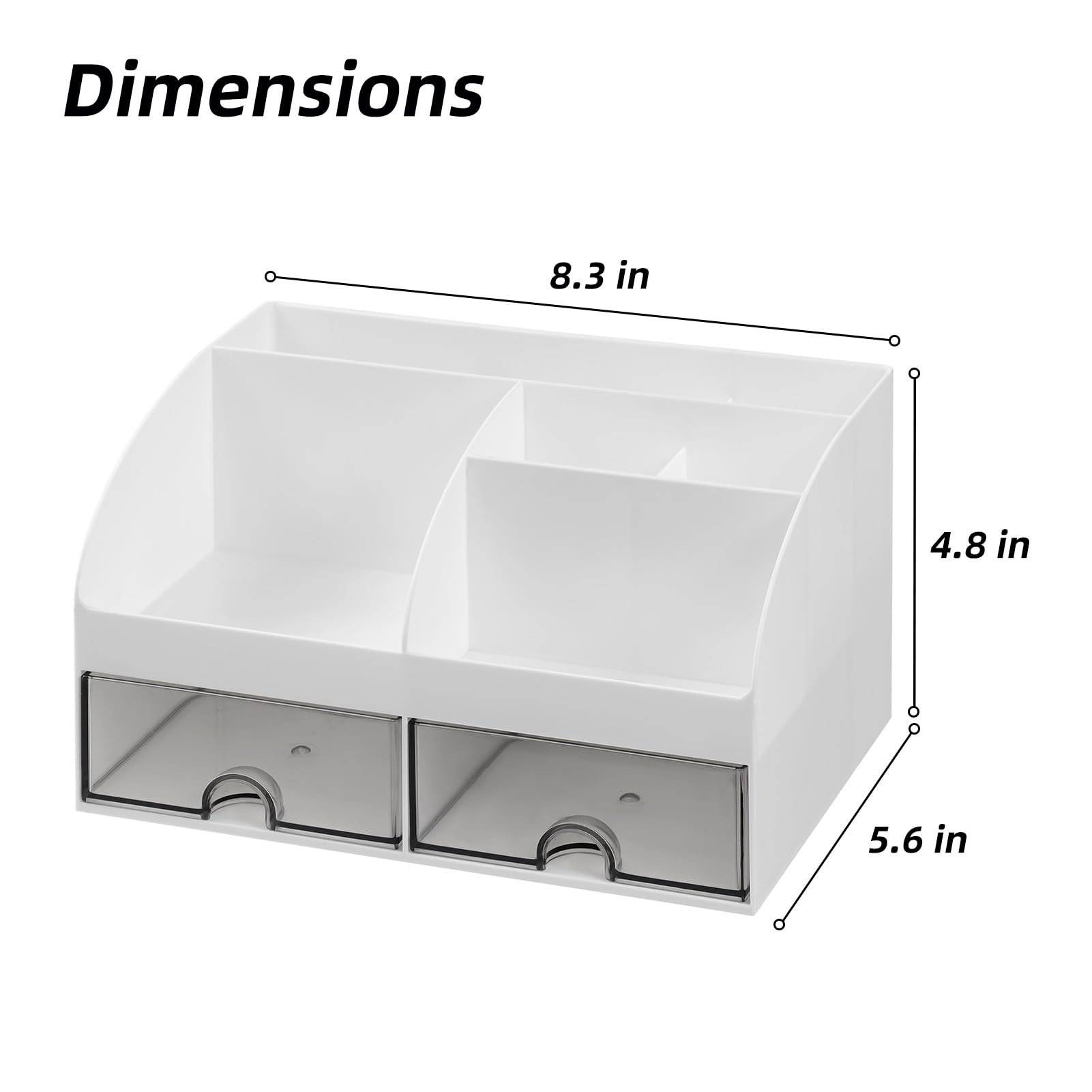 VITVITI 5-Slot Toothbrush Holder with Drawers - Bathroom Countertop Organizer for Toothpaste, Makeup & Vanity - White Plastic Sink Organizer for Home, Office & Travel Use