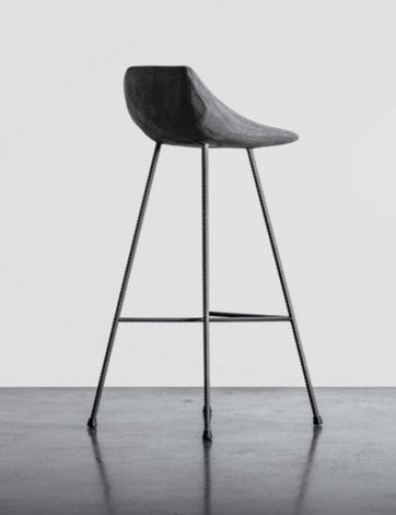 Hauteville 770 Barstool by Lyon Beton - Modern Concrete Bar Stool for Kitchen Island, Home Bar & Dining Room - Industrial Style Counter Height Stool with Metal Base