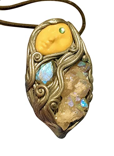 Selene Moon Goddess Angel Aura Quartz Pendant Necklace - Healing Crystal Jewelry for Spiritual Protection & Energy Balance | Perfect for Meditation, Yoga & Moon Rituals
