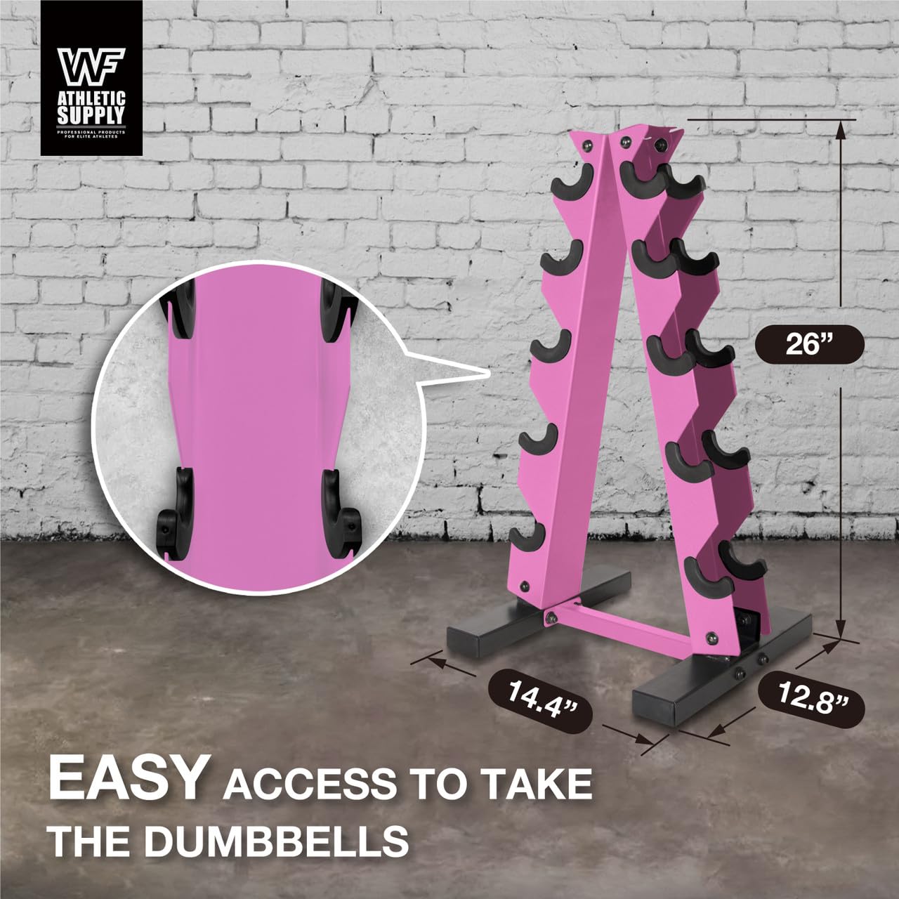 5-25Lb Rubber Coated Hex Dumbbell Set with Non-Slip Black Handle & A-Frame Storage Rack - Perfect for Home Gym, Strength Training, and Muscle Toning (Pink Rack Included)