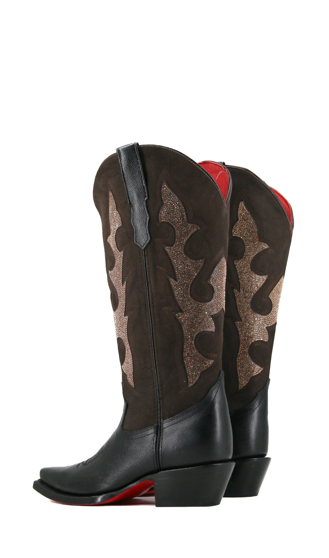Makayla Red Bottom Snip Toe Midi Wide Calf Cowgirl Boots for Women - Western Style Ankle Booties for Country Dancing, Rodeo & Fashion Outfits