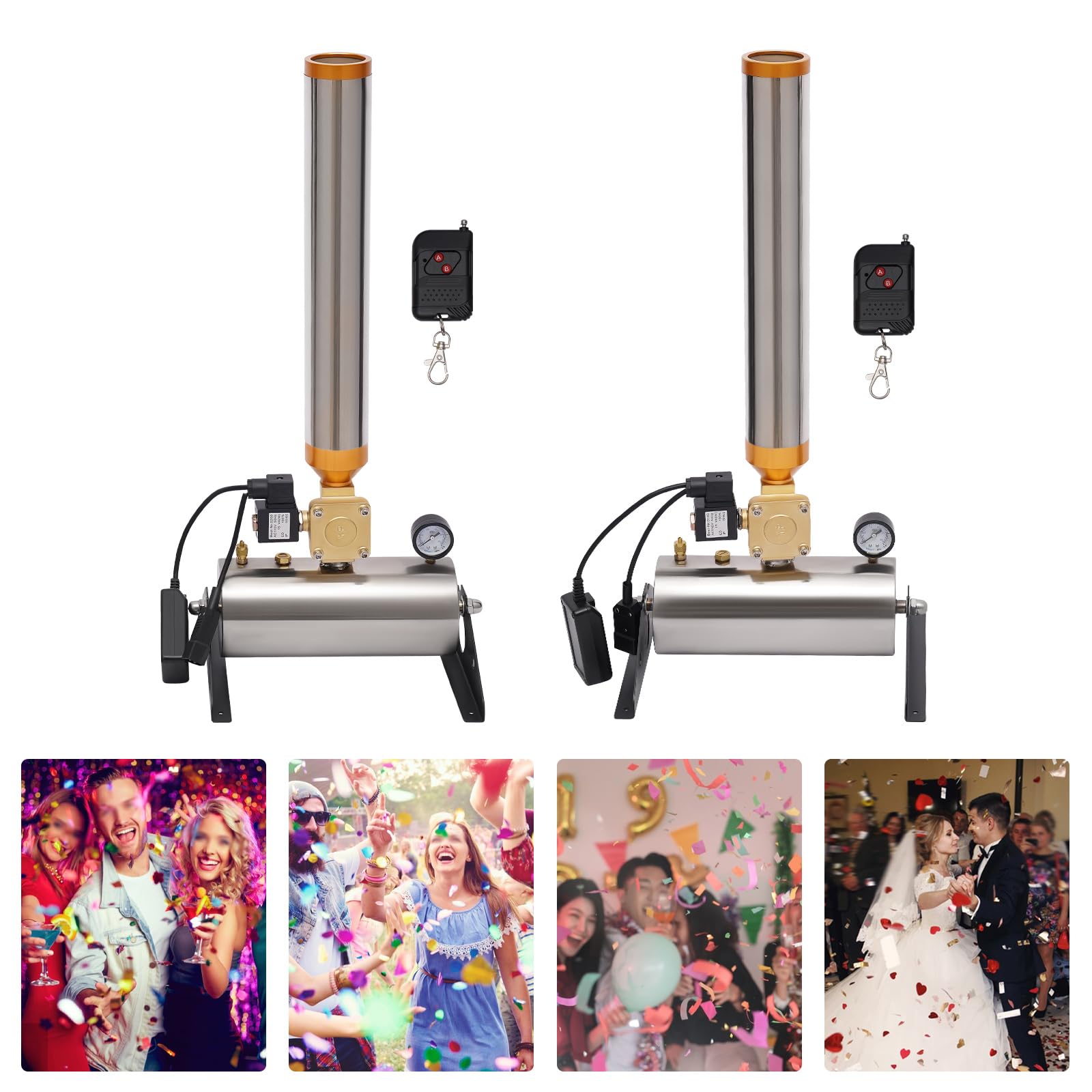 2PCS Wireless Remote Control Confetti Cannon Launcher Machine for Weddings, Parties & Stage Shows - Perfect for Birthday Celebrations, New Year's Eve & Special Events