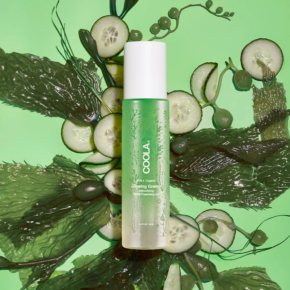 COOLA Organic Glowing Greens Detoxifying Facial Cleanser - Vegan, Cruelty-Free Face Wash for Acne & Oily Skin - Daily Deep Cleansing & Brightening Skincare Routine