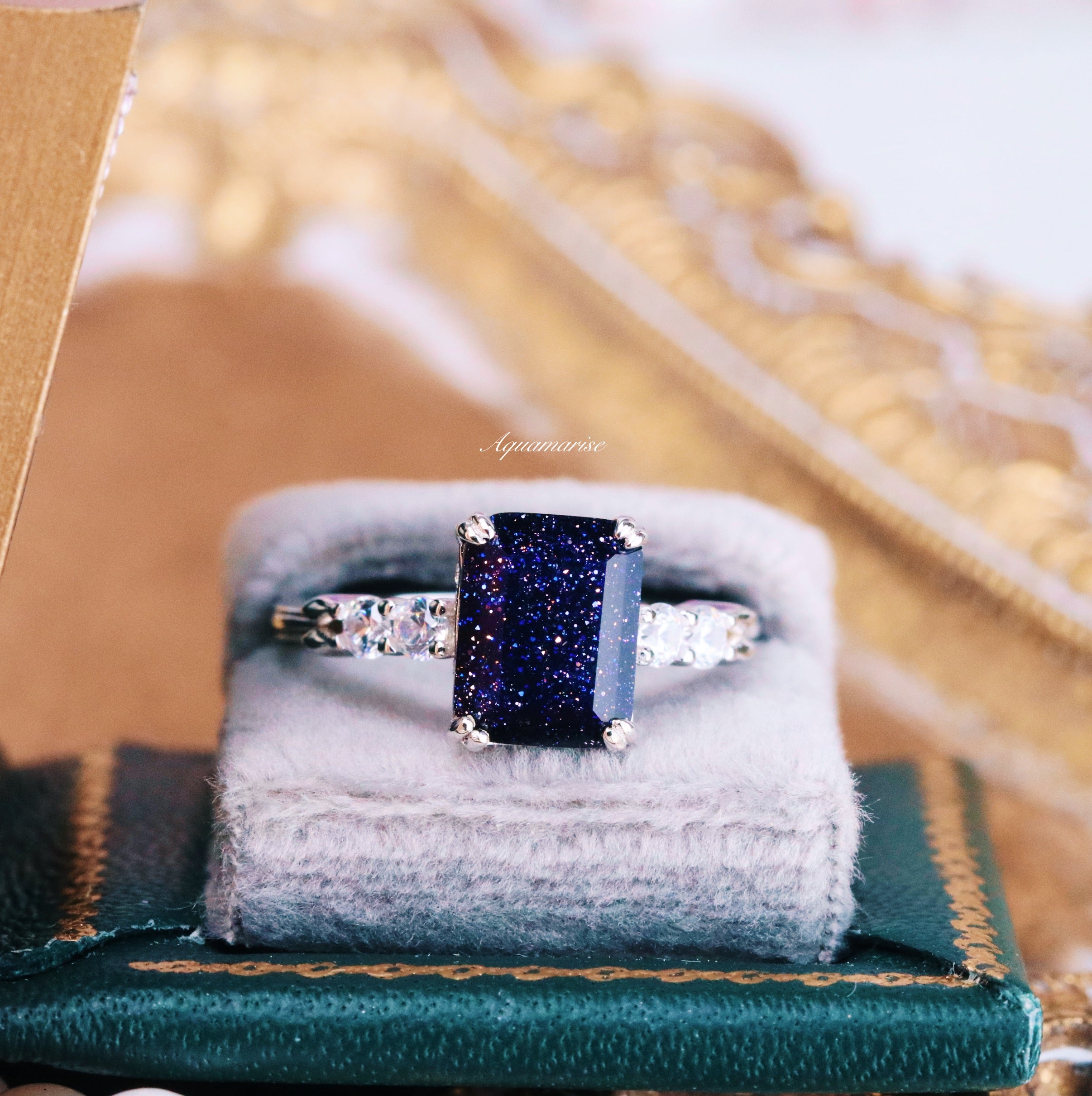 Starry Night Engagement Ring - 14K White Gold Diamond Wedding Band for Women, Perfect for Proposals, Anniversaries & Romantic Occasions