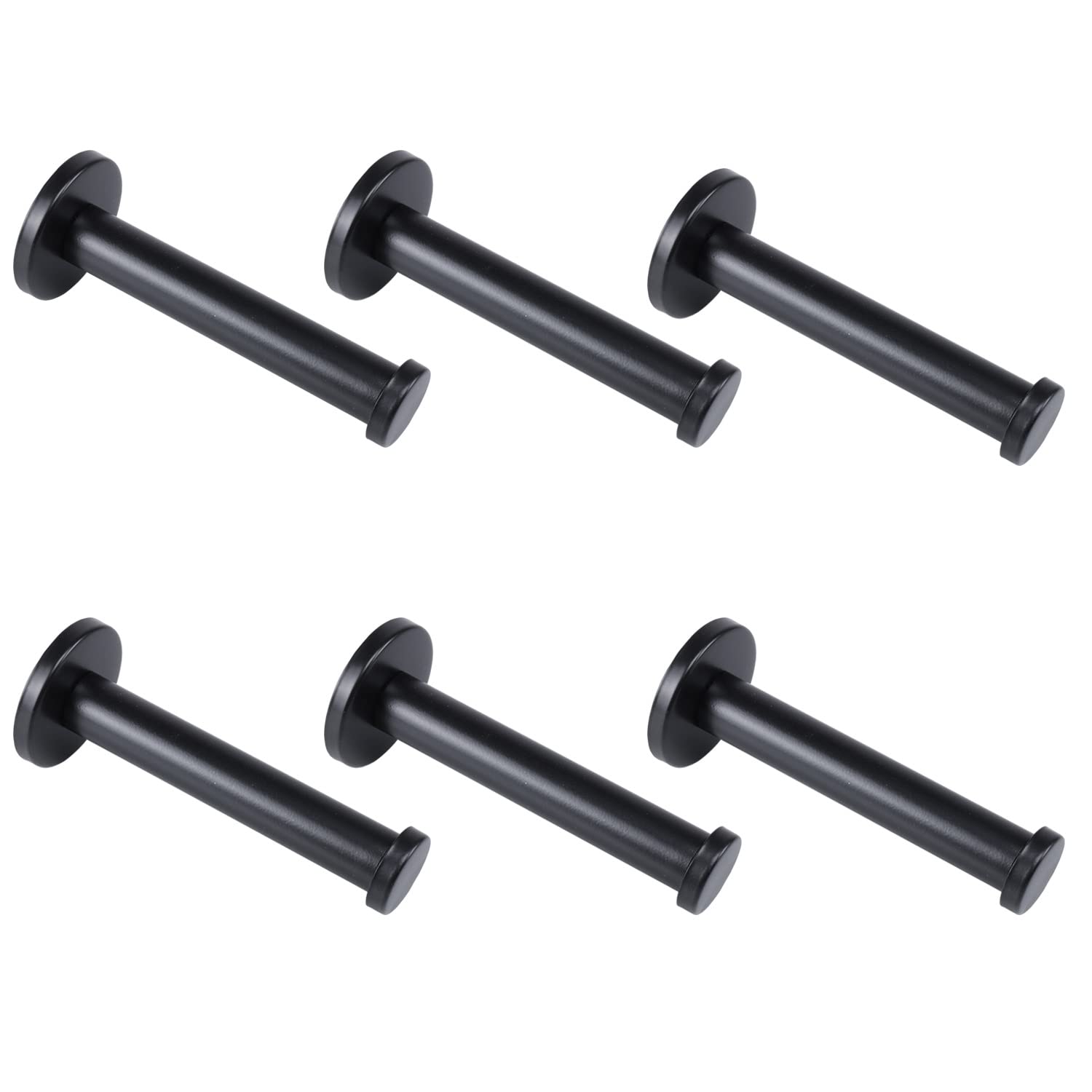 6 Pack Heavy Duty Stainless Steel Wall Hooks - 4 Inch Black Bath Towel Hooks for Bathroom, Bedroom & Kitchen - Durable 304 SUS Coat Hangers for Robes, Clothes & Accessories - Perfect for Organizing Towels, Hats, Bags & More