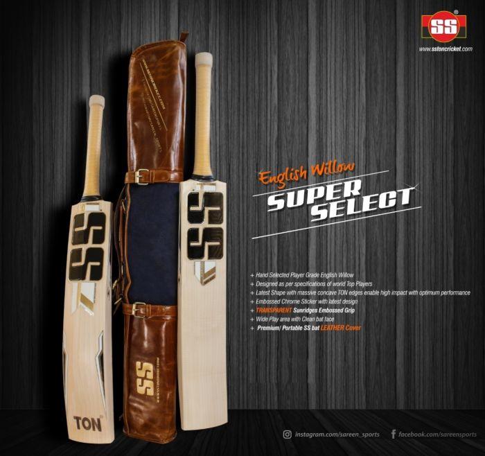Premium SS Super Select English Willow Cricket Bat - Handcrafted for Power & Performance - Perfect for Professional Matches & Training Sessions