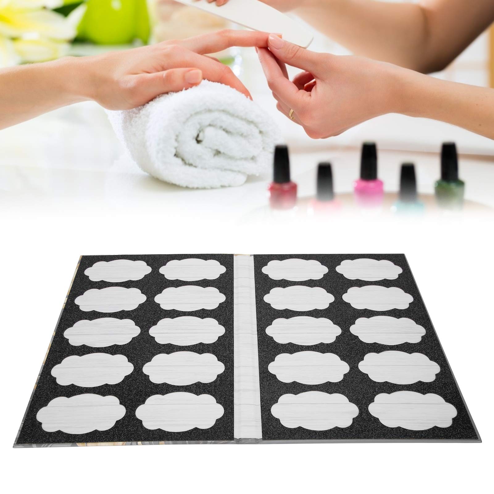 20 Grids Nail Color Card - Professional Nail Gel Polish Display Board for Salon & DIY, False Nail Tip Color Chart Book - Perfect for Nail Art Design & Manicure Display (Black) - Great for Nail Technicians, Home Use & Beauty Shops