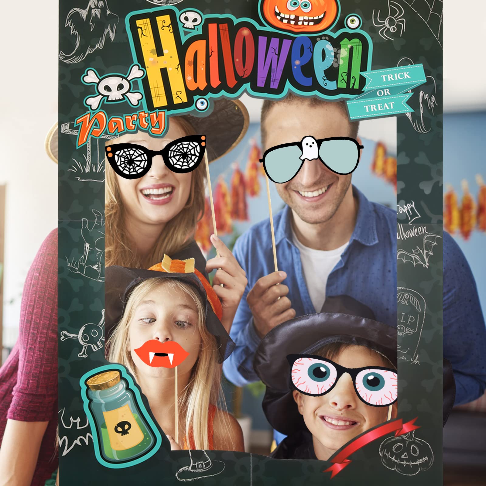 22PCS Halloween Photo Booth Props Set - Fun Selfie Frame & Party Decorations for Halloween Celebrations | Perfect for Costume Parties, Trick or Treat Events & Spooky Social Media Photos