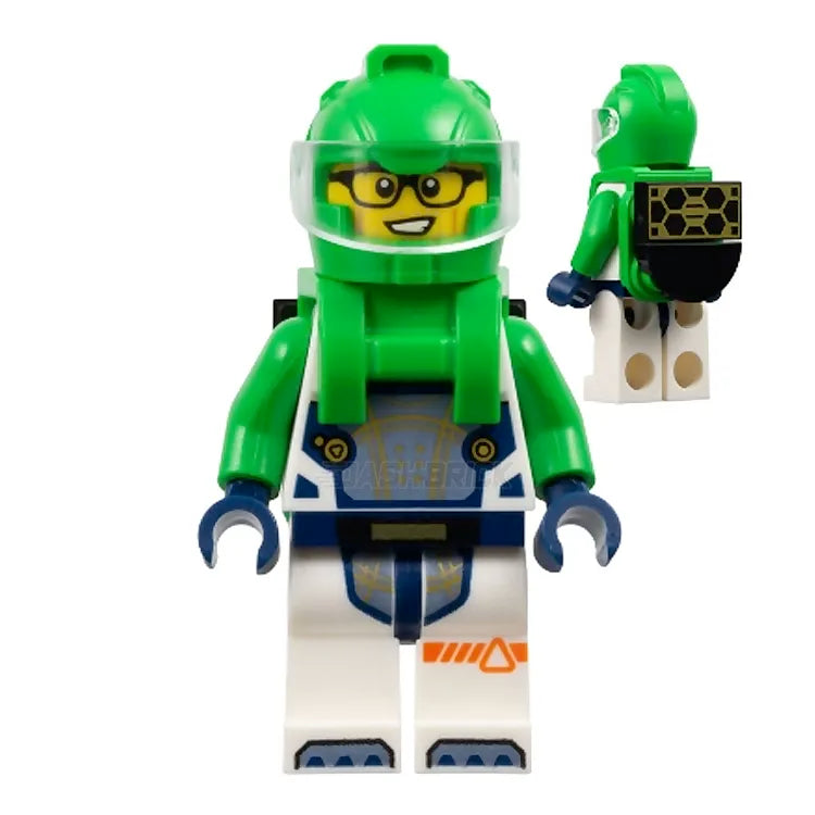 LEGO Minifigure Astronaut Male - Bright Green Spaceman with Solar Panel & Glasses for Space Exploration Play and Collectors