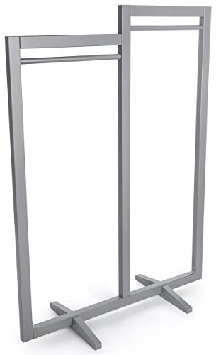 Dual Rail Box Frame Clothing Hanging Stand - Gray Garment Rack for Retail Stores & Boutiques | Heavy Duty Display for Hanging Clothes, Jackets & Accessories | FRMRKDBLNT by Displays2go