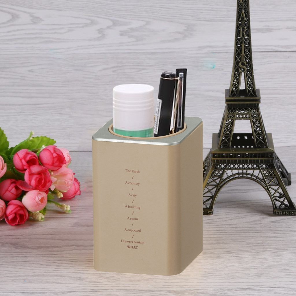 Square Plastic Pen Holder - Desktop Pencil Organizer & Stationery Cup for Office, School, and Home Use | Desk Accessories Container Box for Pens, Markers, and Writing Tools