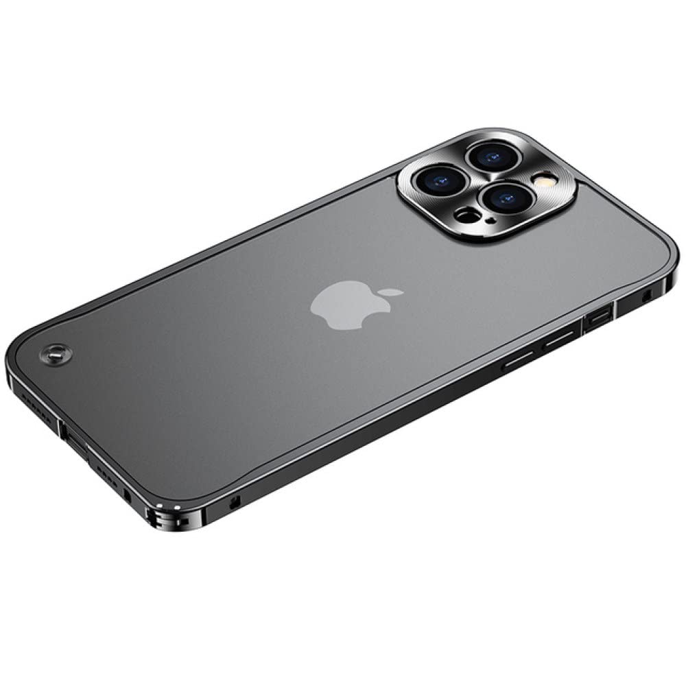 Premium Aluminum Metal Frame & Matte Translucent Back Cover for iPhone 11/12/13 Mini/Pro/Max - Slim Protective Case with Lens Protection (Black) | Perfect for Everyday Use, Travel & Business Professionals