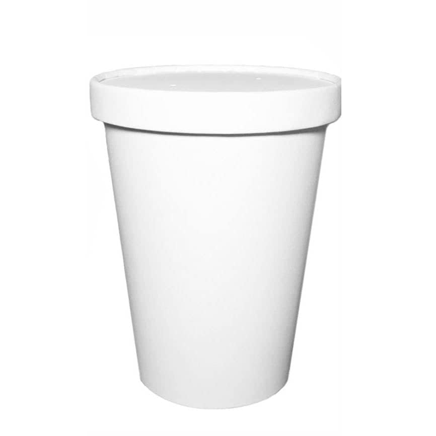 Disposable White Paper Soup Containers with Lids - 26oz Microwavable & Freezer Safe Food Storage Bowls - Eco-Friendly Takeout Containers for Ice Cream, Frozen Yogurt, Desserts - Perfect for Parties, Catering & Restaurant To-Go Orders (25-Pack)