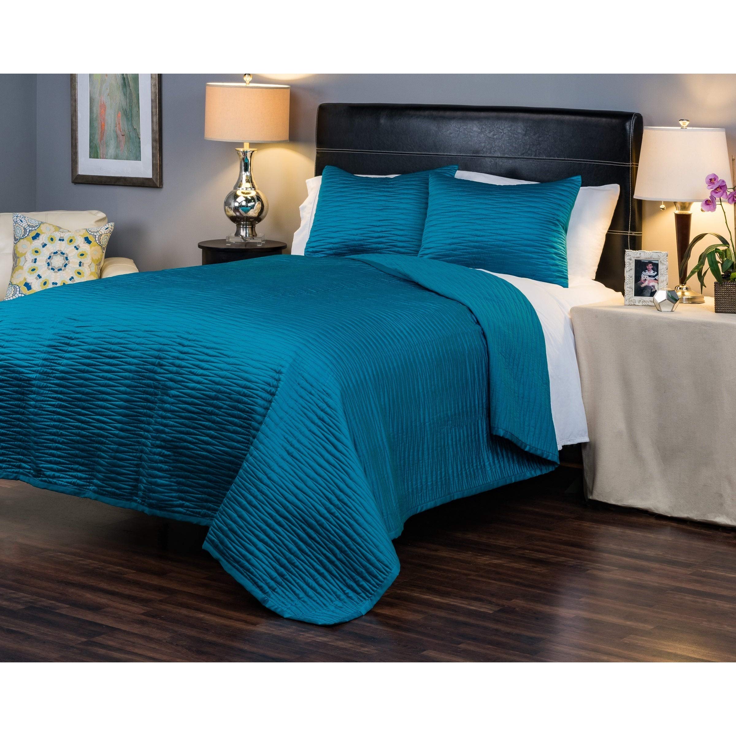Rizzy Home Parker Quilt Set - Queen Size Charcoal Grey Bedding for Cozy Comfort | Perfect for Master Bedroom, Guest Room & Winter Nights