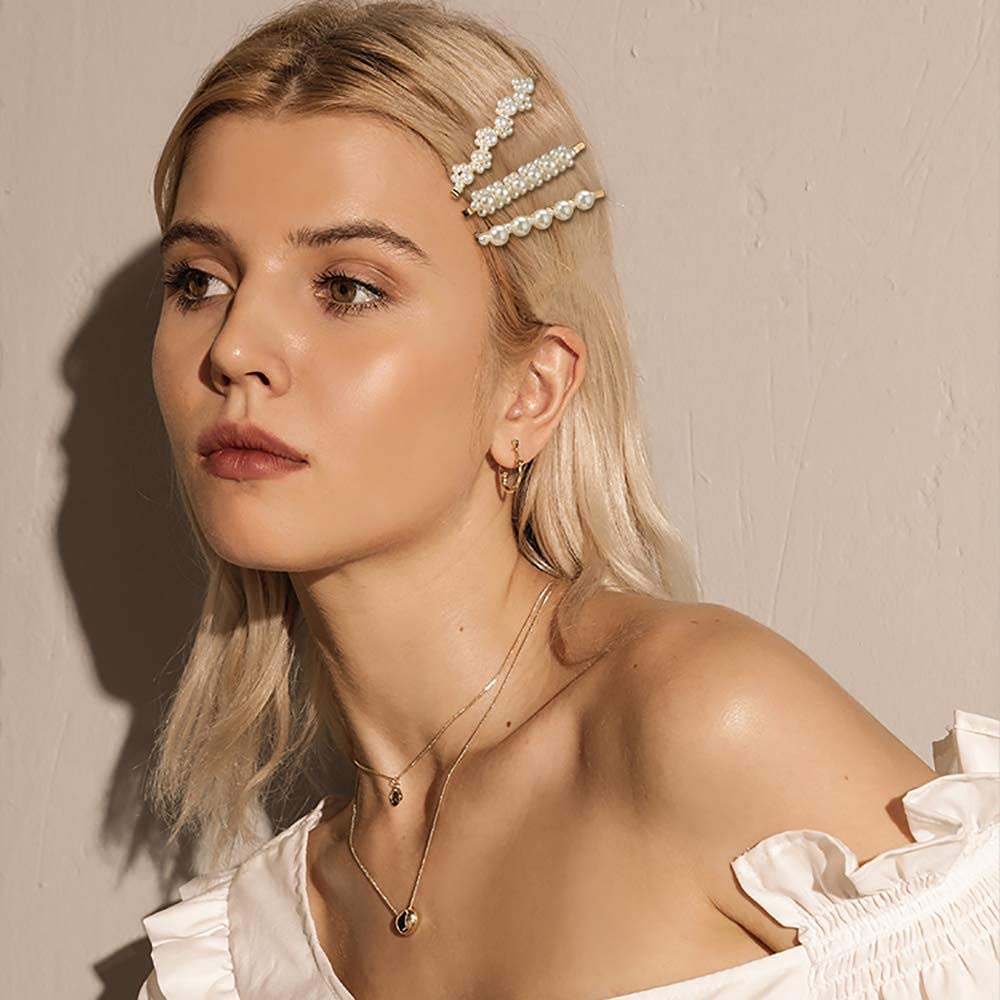 Makone Pearl Hair Clips 12 Pcs - Elegant Pearl Barrettes for Women & Girls | Fashion Hair Accessories for Weddings, Parties & Daily Styling