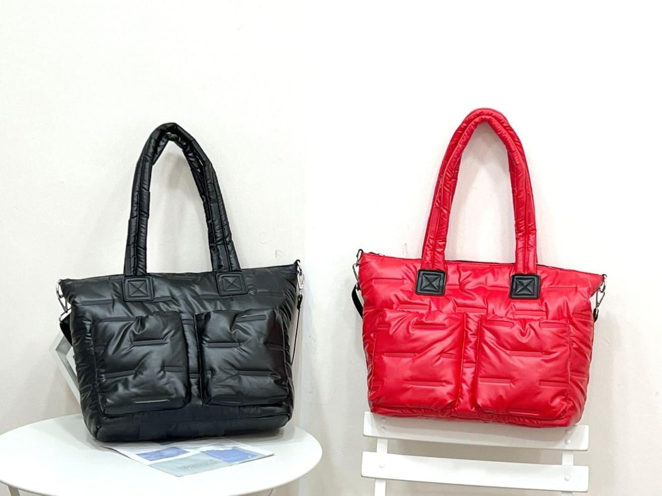 Quilted Puffer Tote Bag - Soft Plush Puffy Handbag for Women - Perfect for Work, Gym & Daily Commute - Stylish & Versatile Shoulder Bag for Office, Travel & Shopping