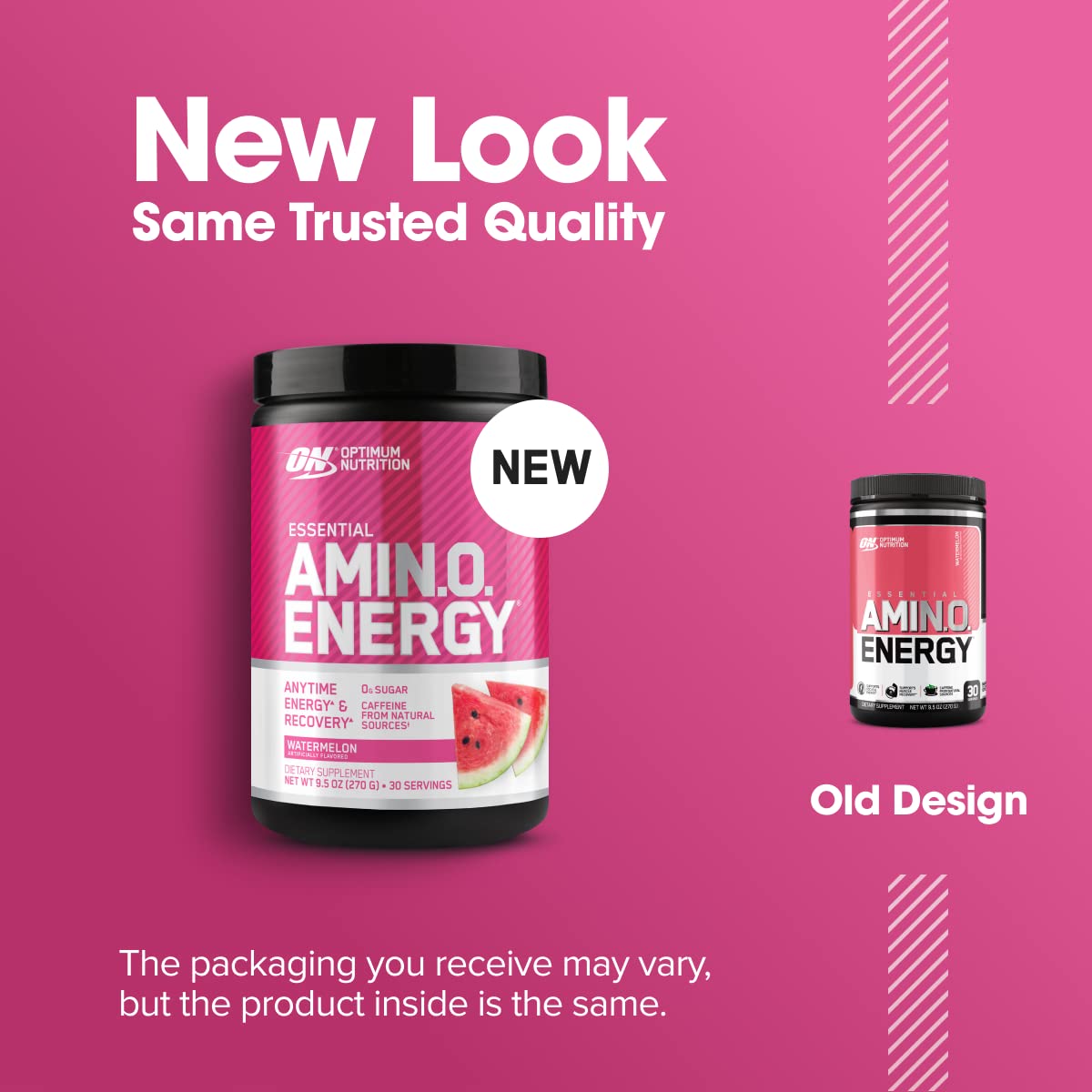 Optimum Nutrition Amino Energy Pre Workout Powder - Green Tea, BCAA, Amino Acids, Keto Friendly with Green Coffee Extract - Watermelon Flavor, 30 Servings (Packaging May Vary) | Boost Energy & Endurance for Gym, Running & Fitness Training