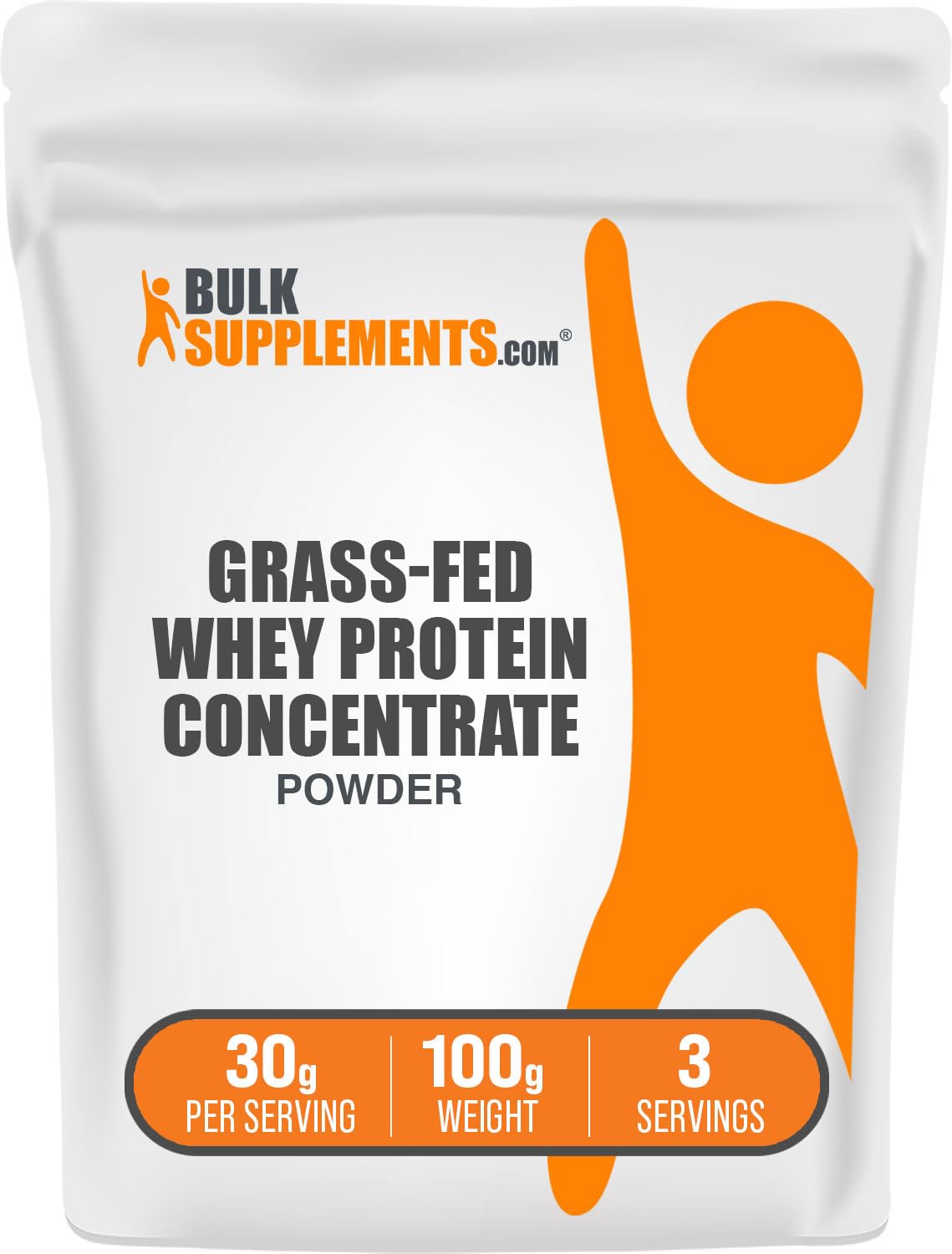 Grass-Fed Whey Protein Powder Concentrate - Unflavored, Gluten Free, 30g per Serving, 100g (3.5 oz) - BulkSupplements.com | Post-Workout Recovery & Muscle Building Supplement for Athletes & Fitness Enthusiasts