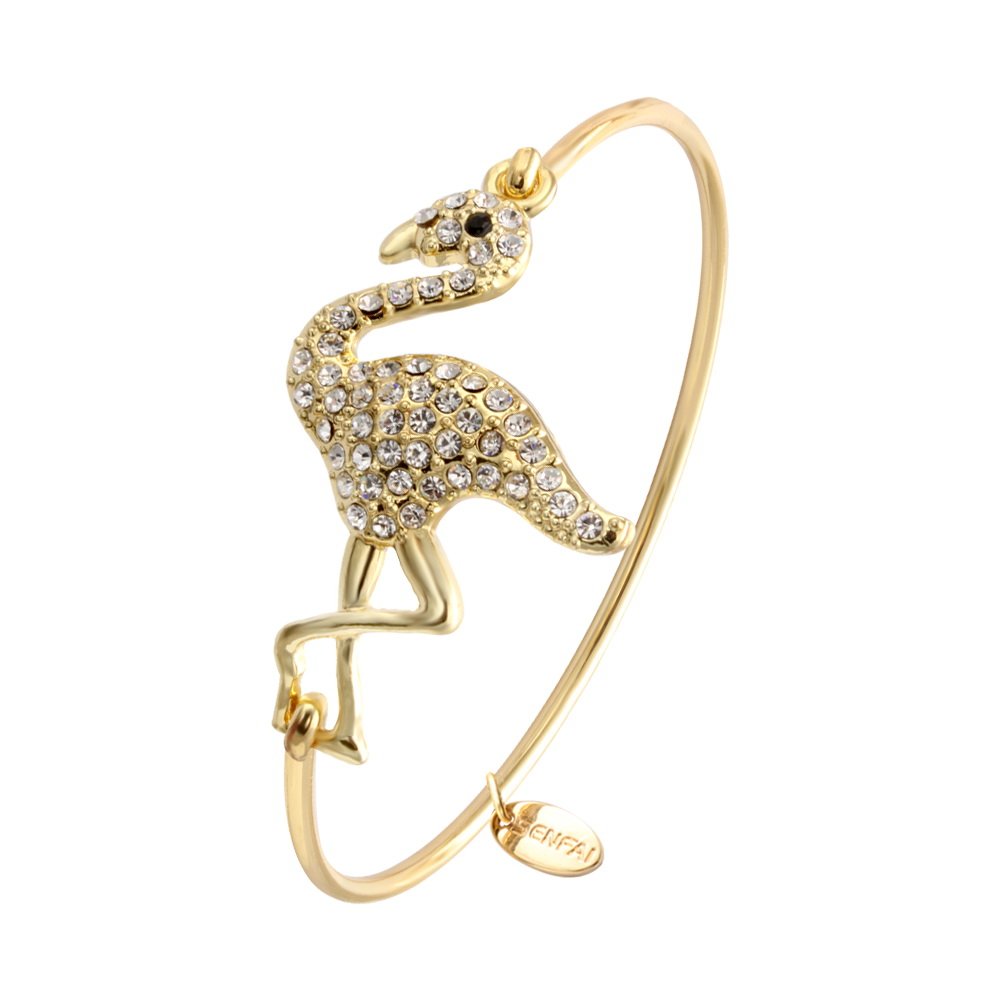 SENFAI Sparkling Rhinestone Flamingo Can Opener Bracelet for Women - Elegant Cocktail Party Accessory & Unique Gift Idea