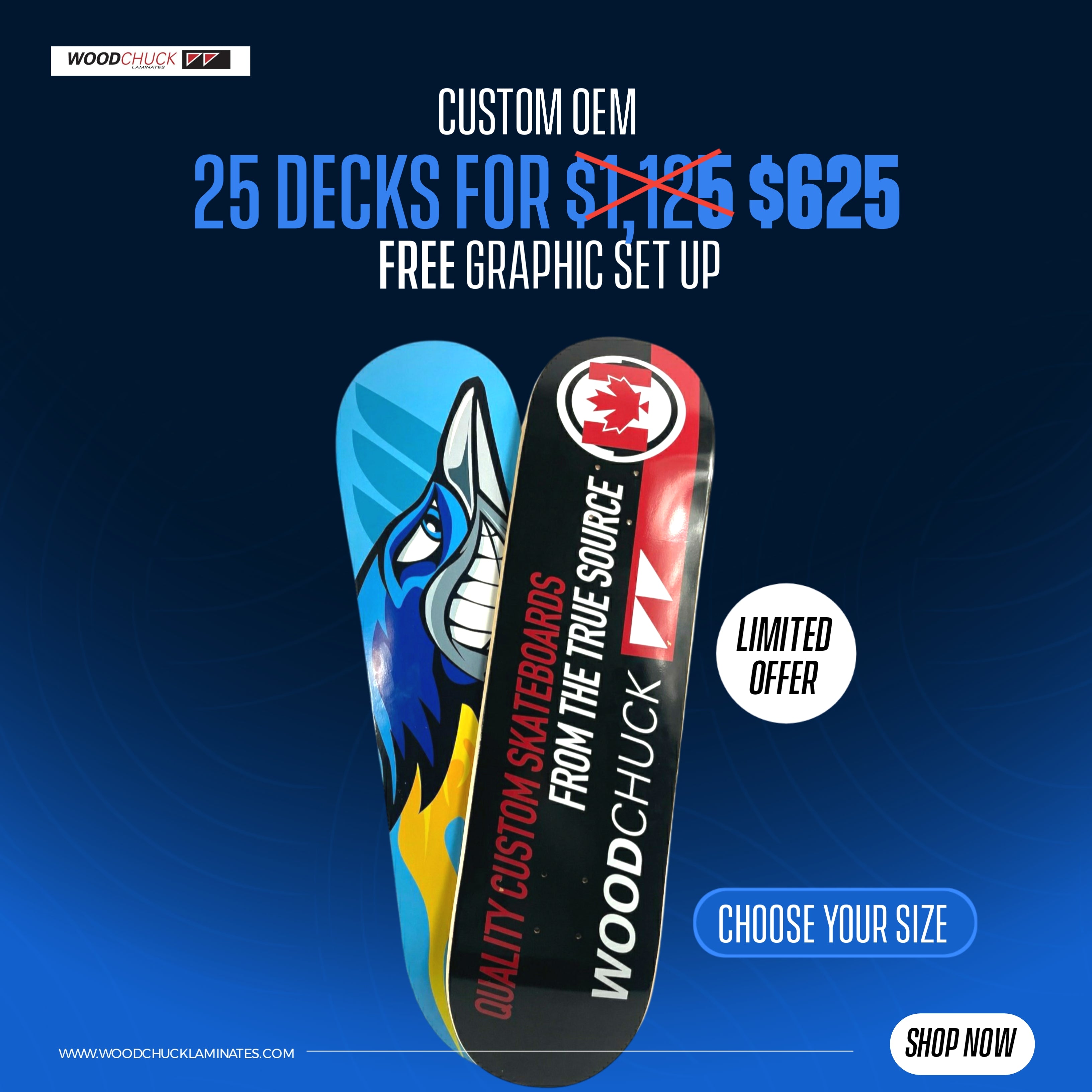 25X Custom OEM Printed Skateboards - Bulk Wholesale Skateboard Decks for Retail & Gifting - Perfect for Skate Shops, Schools & Promotional Events