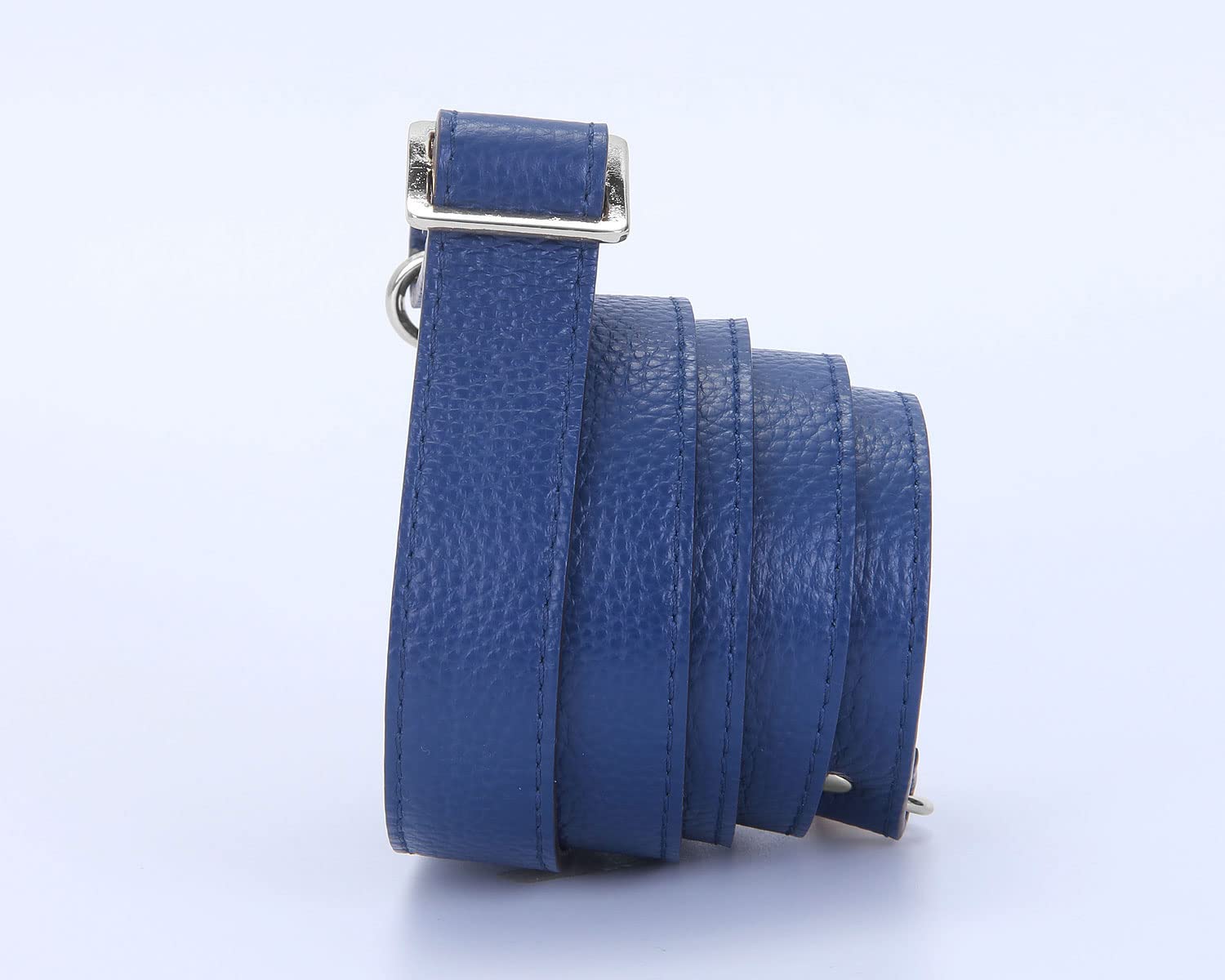 VanEnjoy Full Grain Leather Adjustable Crossbody Bag Strap - 1 Inch Wide with Blue-Silver Buckles | Replacement Purse Strap for Handbags, Totes & Messenger Bags | Perfect for Work, Travel & Everyday Use