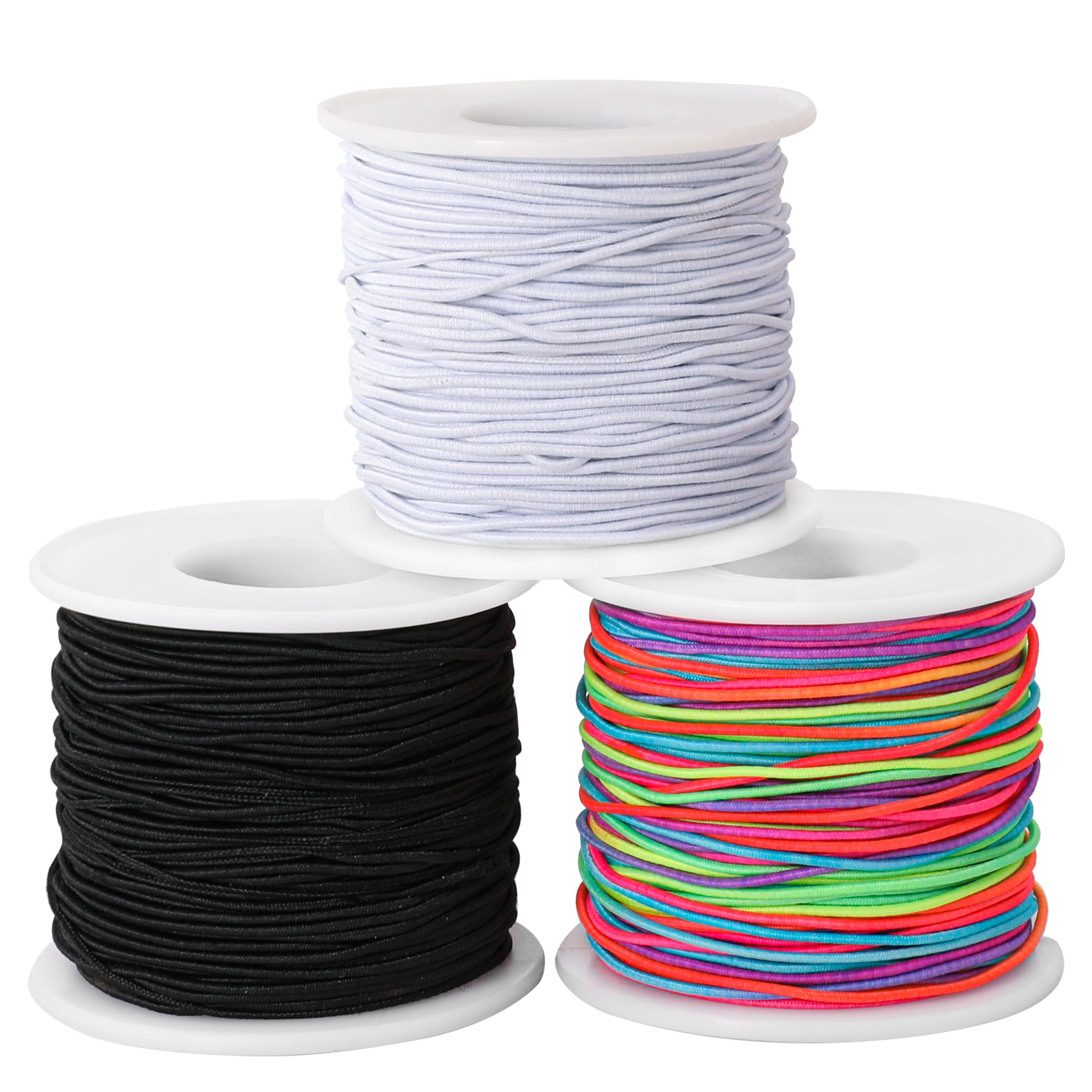 1mm Elastic String for Jewelry Making - Stretchy Bracelet Cord for Beading, Necklaces & DIY Crafts (Rainbow Colors) | Perfect for Friendship Bracelets, Kids Crafts & Handmade Jewelry Projects