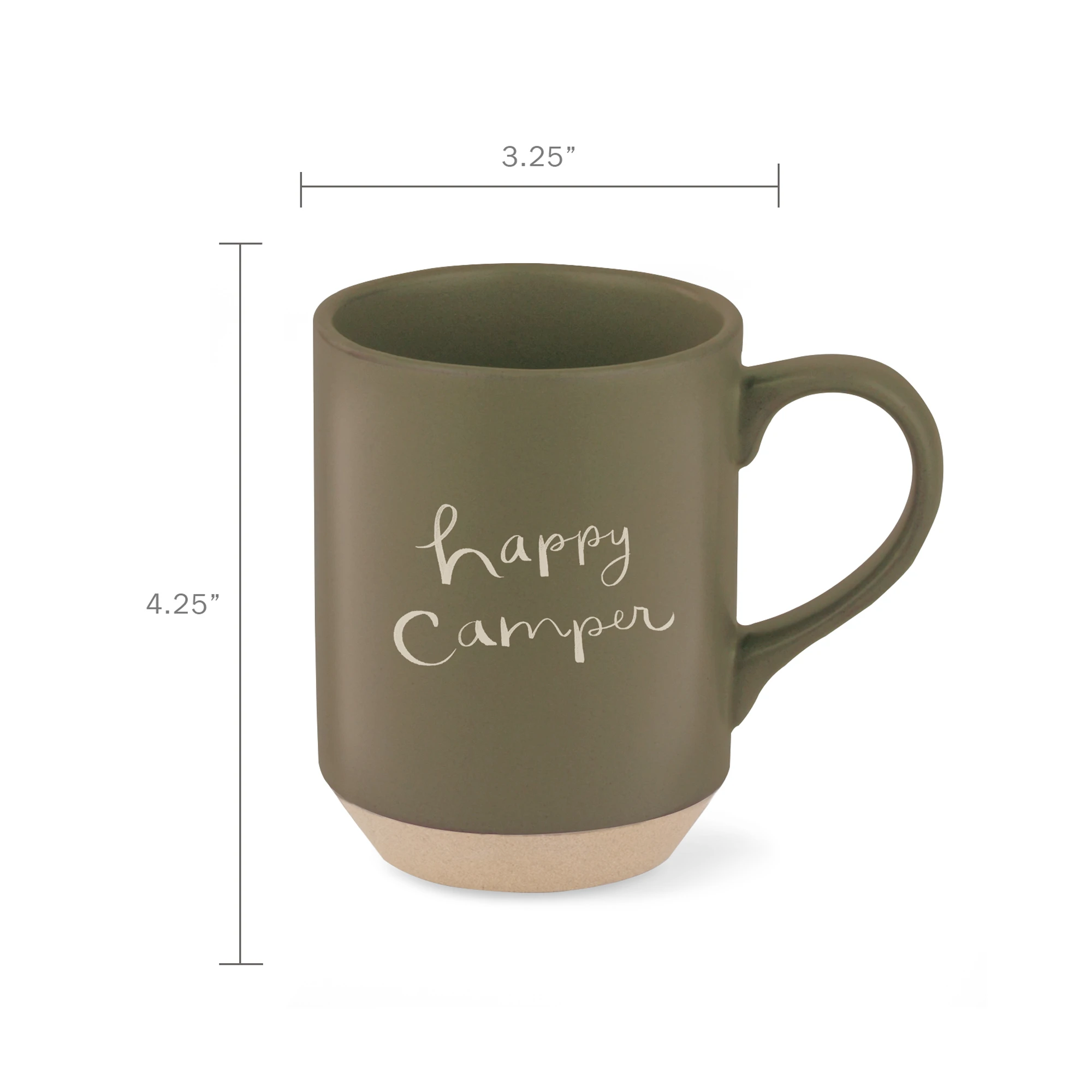 Happy Camper Stoneware Mug - Durable & Stylish Coffee Cup for Camping, Hiking & Outdoor Adventures - Perfect for Hot & Cold Beverages
