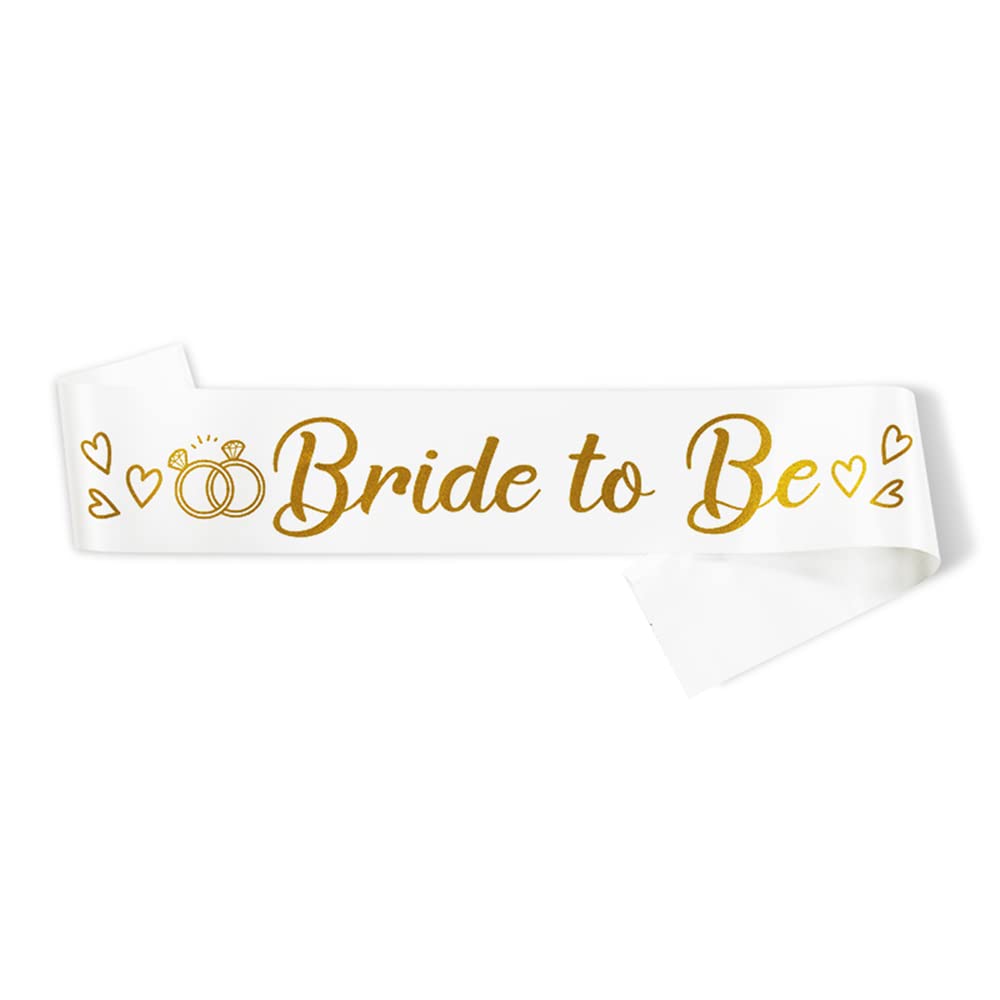 Bride to Be Sash - Elegant White Bridal Shower & Bachelorette Party Decorations - Perfect for Hen Nights, Wedding Showers & Pre-Wedding Celebrations