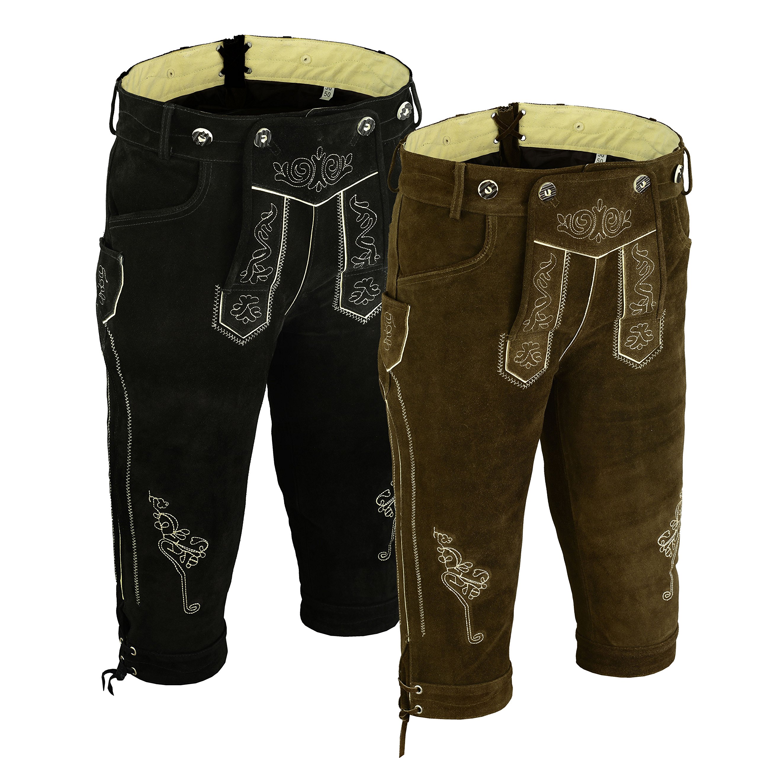 Authentic Bavarian Lederhosen Leather Shorts for Men - Traditional German Oktoberfest Costume Set of 2 | Perfect for Beer Festivals, Cultural Events & Themed Parties