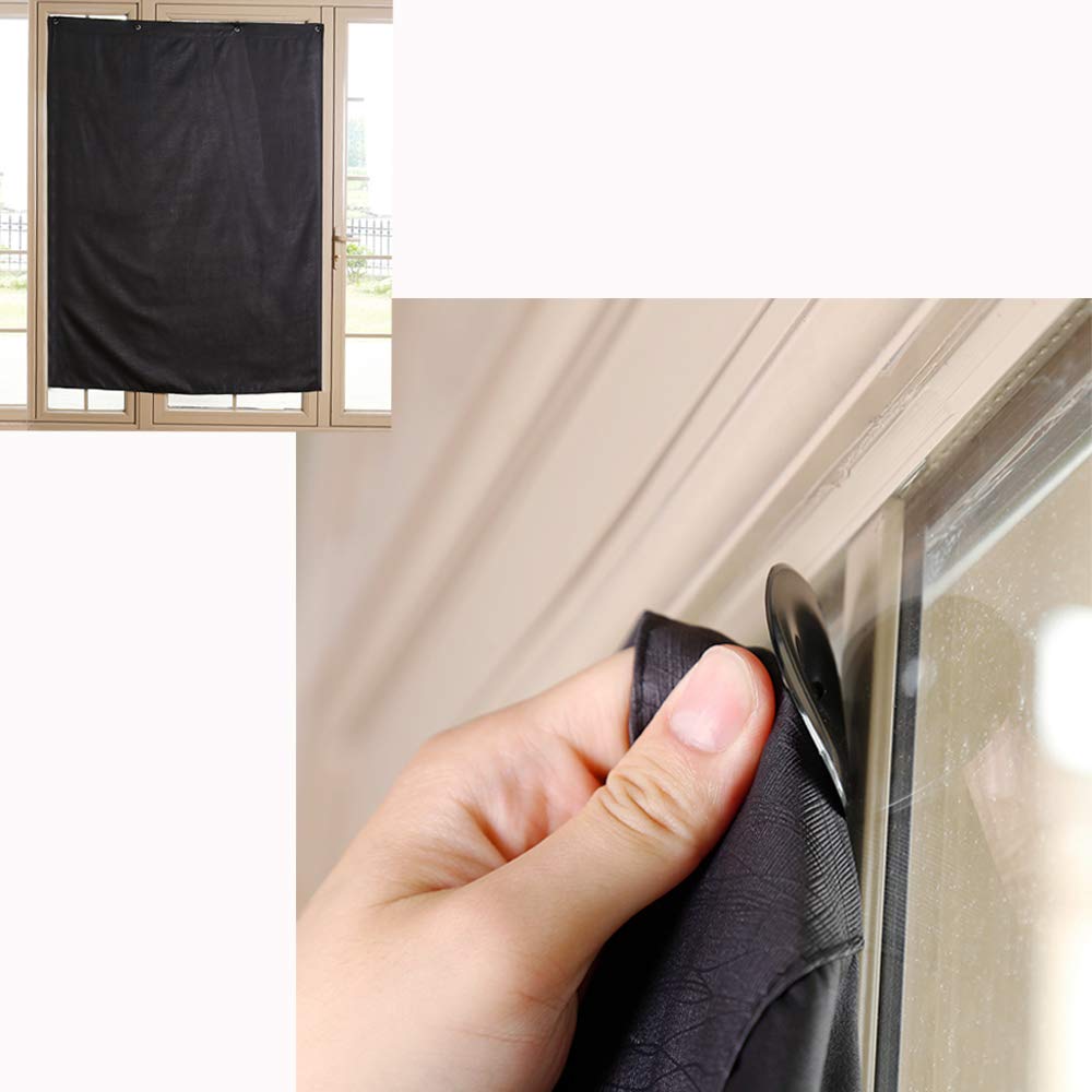 TOGRAND Blackout Curtains for Windows - Portable Temporary Window Shades with Suction Cups, Adjustable Size (52x72 inches) - Perfect for Baby Nursery, Kids Room, Daytime Napping & Travel - Blocks Light for Better Sleep (Black, 1-Pack)