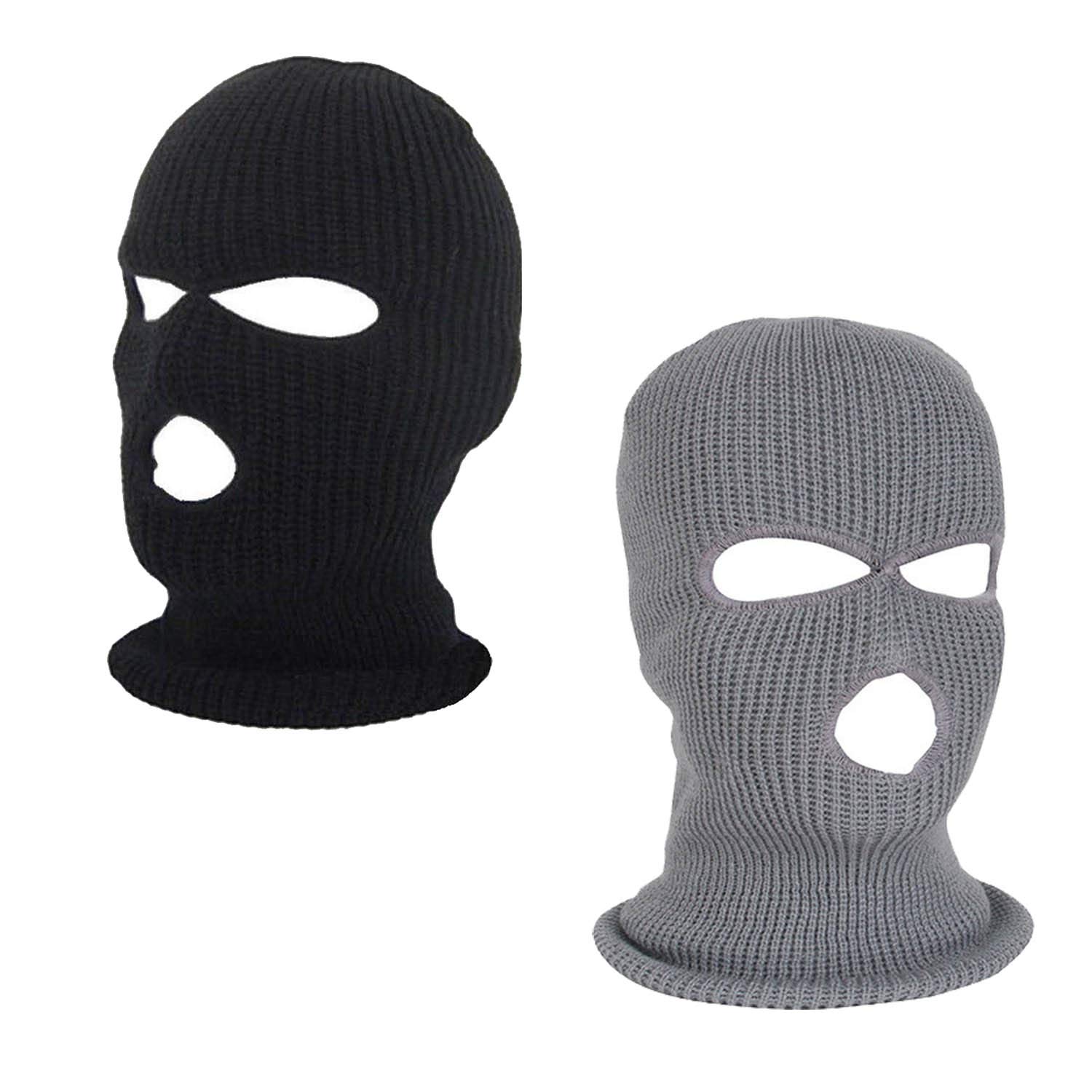 2 Pack 3-Hole Ski Face Mask Balaclava - Winter Full Face Cover for Skiing, Snowboarding, Motorcycling & Outdoor Sports (Black) - Cold Weather Protection for Men & Women