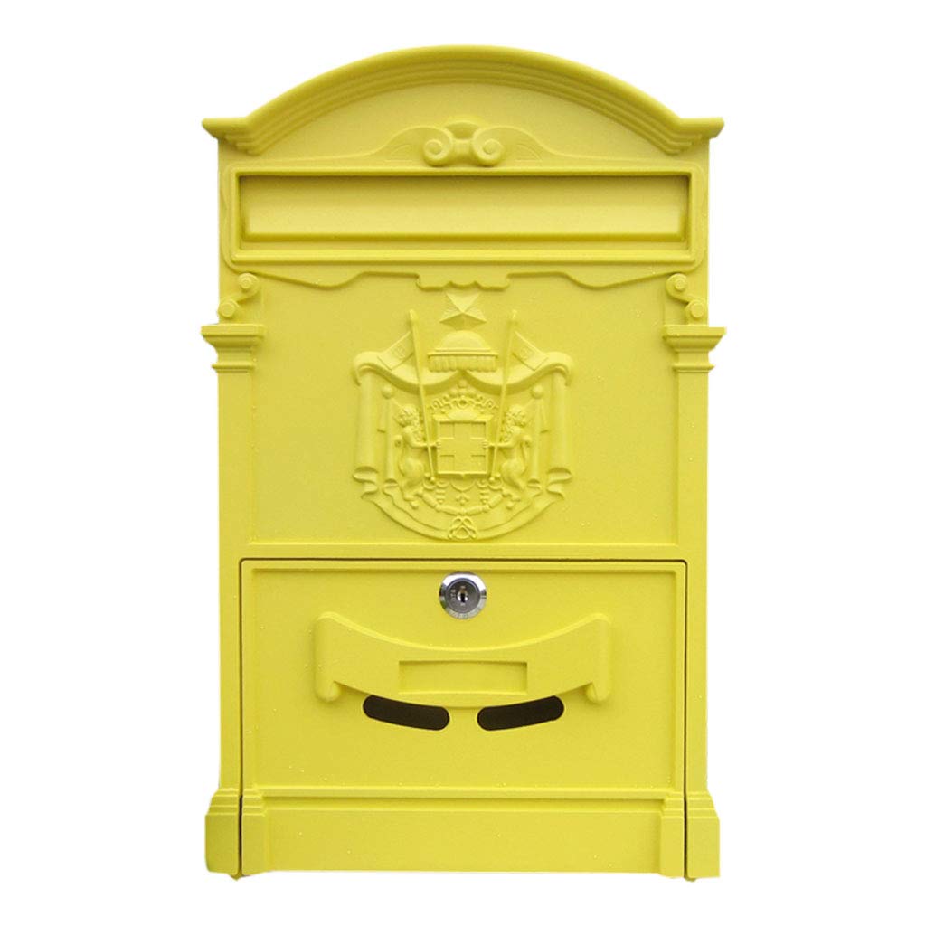 Waterproof Wall Mounted Outdoor Mailbox - Villa Style Letter Box for Home, Hotel & Foyer (Blue/Yellow) - Weatherproof Durable Design for Front Door, Garden & Porch