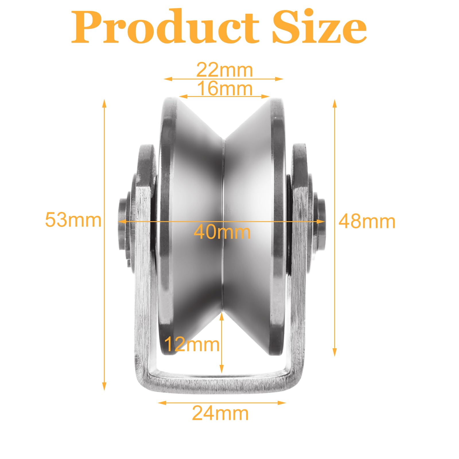 2 Pack 48mm V Groove Wheel Pulley - 304 Stainless Steel Silent Pulley Block with 880lb Load Capacity - Heavy Duty Caster Wheels for Sliding Gates, Material Handling & Moving Equipment - Perfect for Warehouse, Garage Doors & Industrial Applications