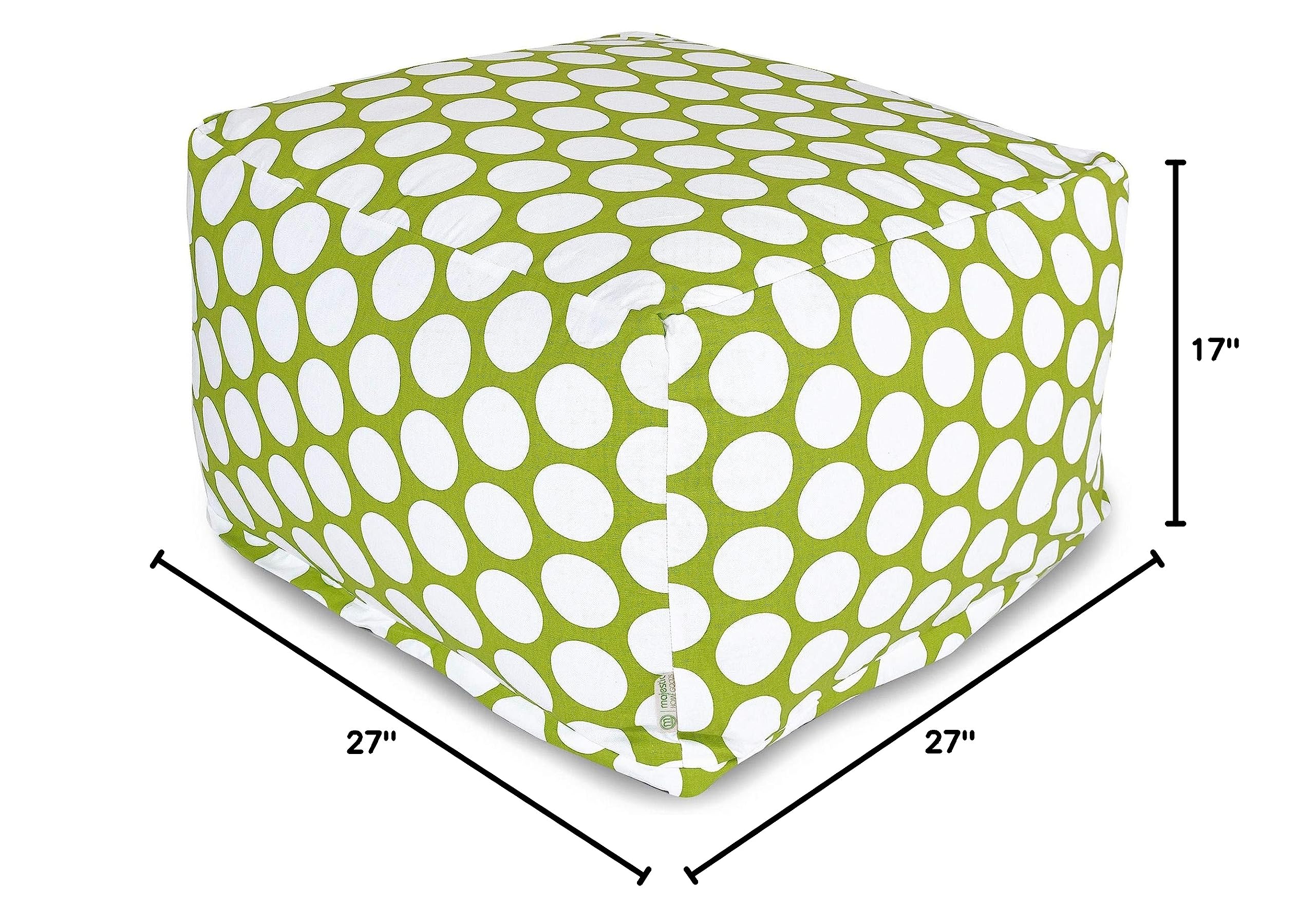 Majestic Home Goods Large Green Polka Dot Ottoman - Extra Large Footrest Pouf for Living Room, Bedroom & Nursery - Soft & Stylish Home Decor Accent