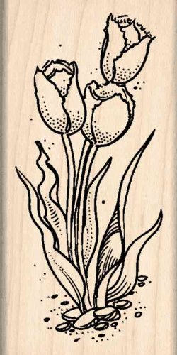 Impression Tulips Rubber Stamp - Handmade Floral Design for Scrapbooking, Card Making & DIY Crafts