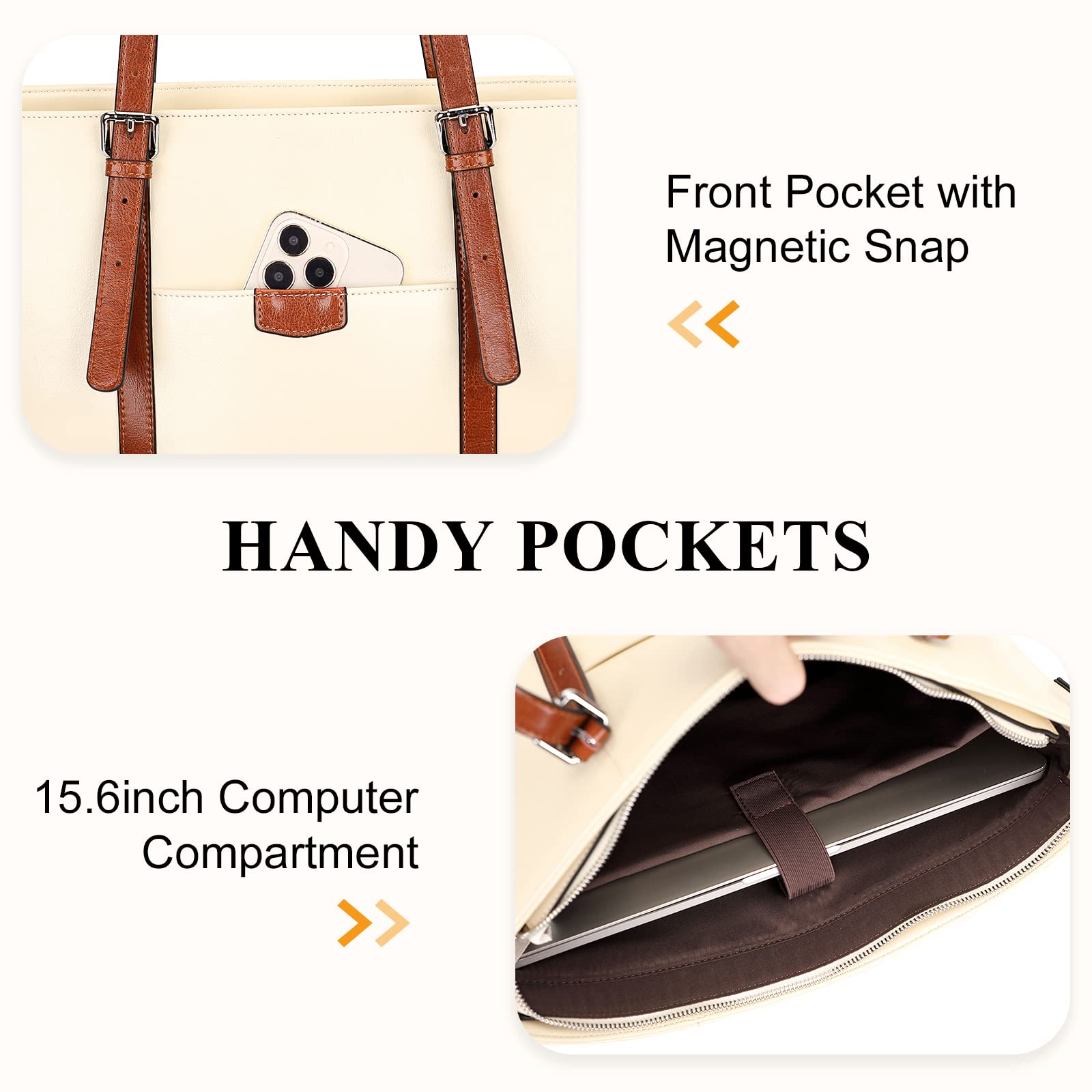 Genuine Leather Tote Bag for Women - Large Work Shoulder Purse Handbag - Perfect for Office, Travel & Everyday Use