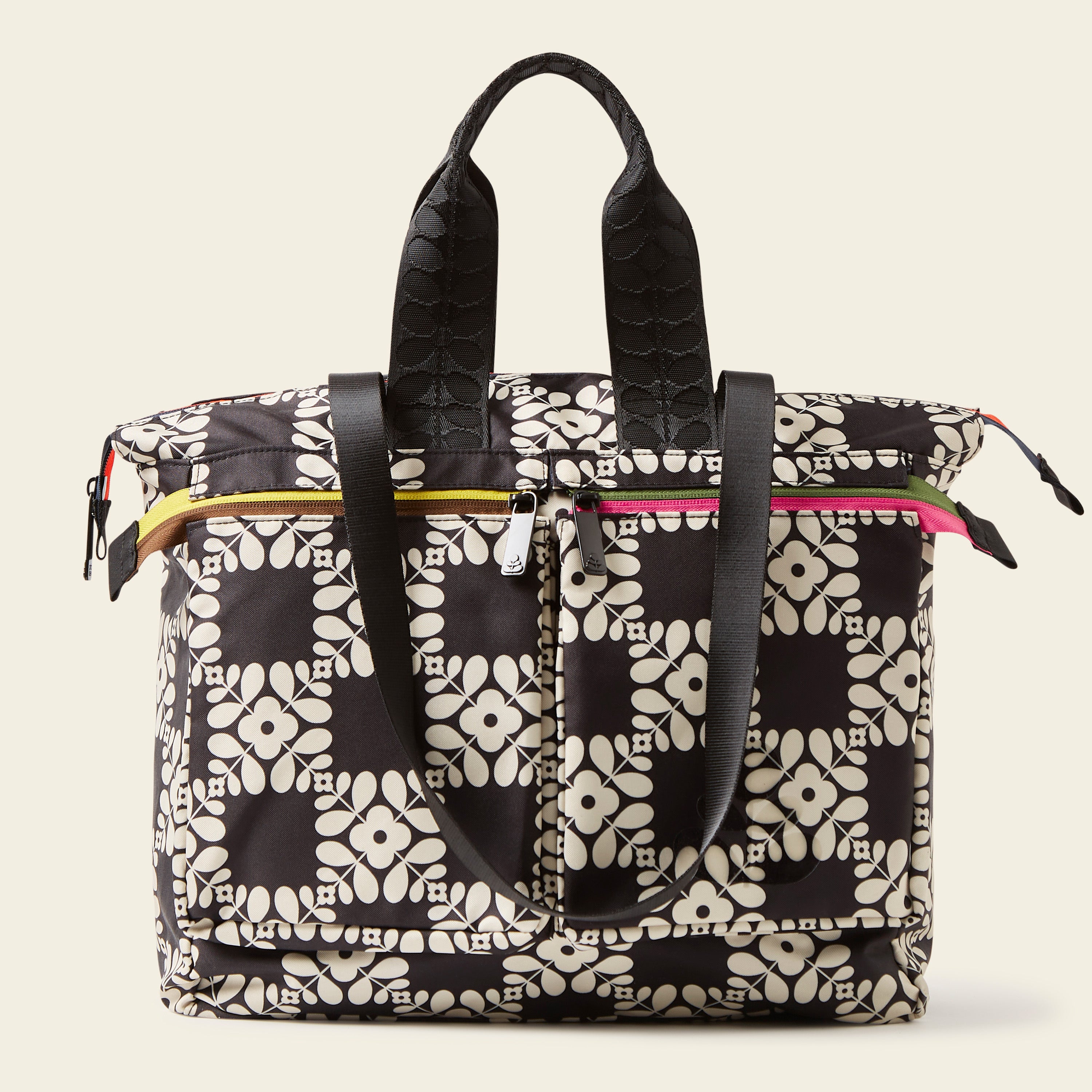 Axis Tote Bag with Lattice Flower Tile Design in Onyx - Stylish & Durable Handbag for Women, Perfect for Work, Travel & Everyday Use