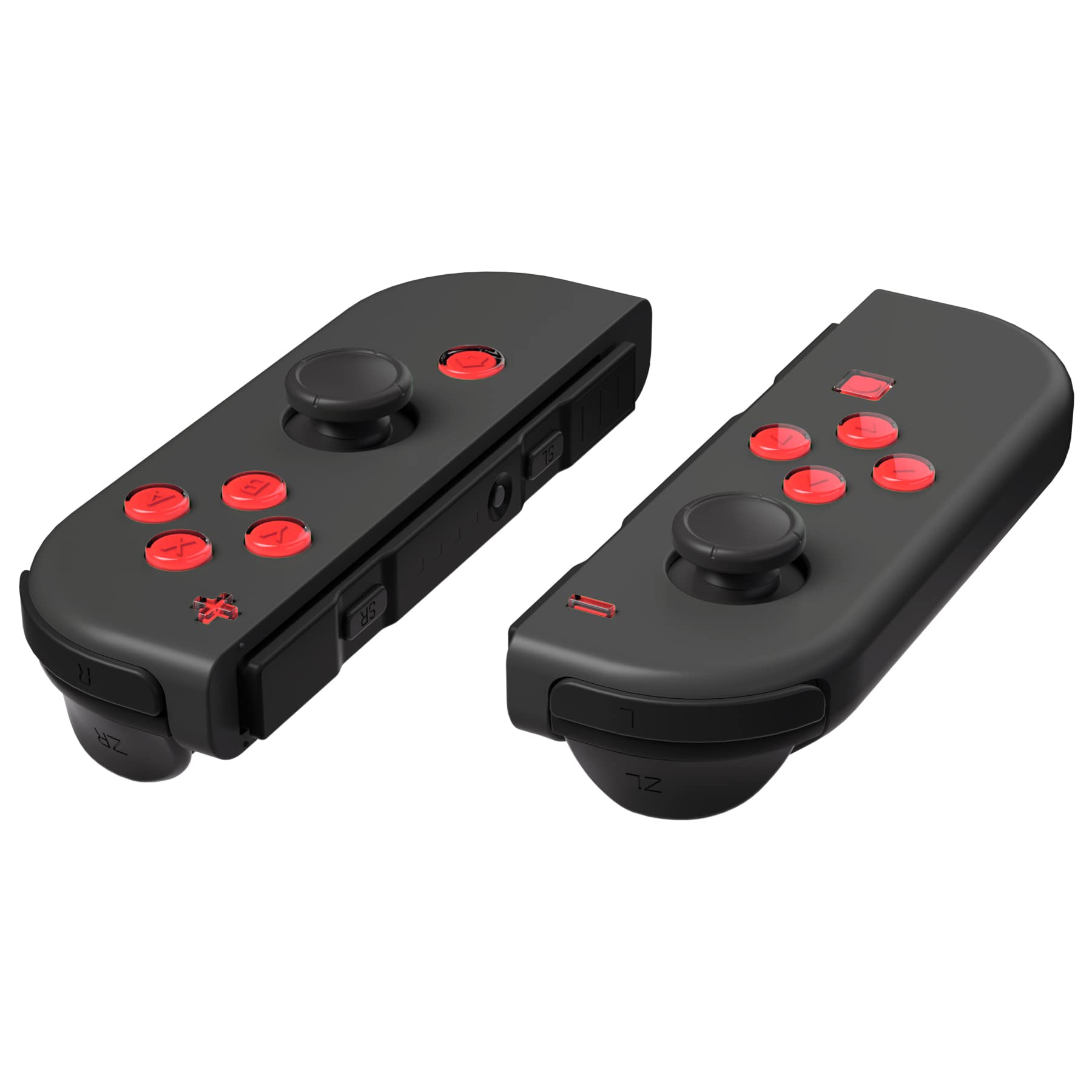 eXtremeRate Replacement Two-Tone Jelly Buttons for Nintendo Switch JoyCon - Red & Clear ABXY Direction Home Capture Symbols (DIY Custom Controller Buttons for Switch & Switch OLED) - Perfect for Gaming, Modding & Controller Customization